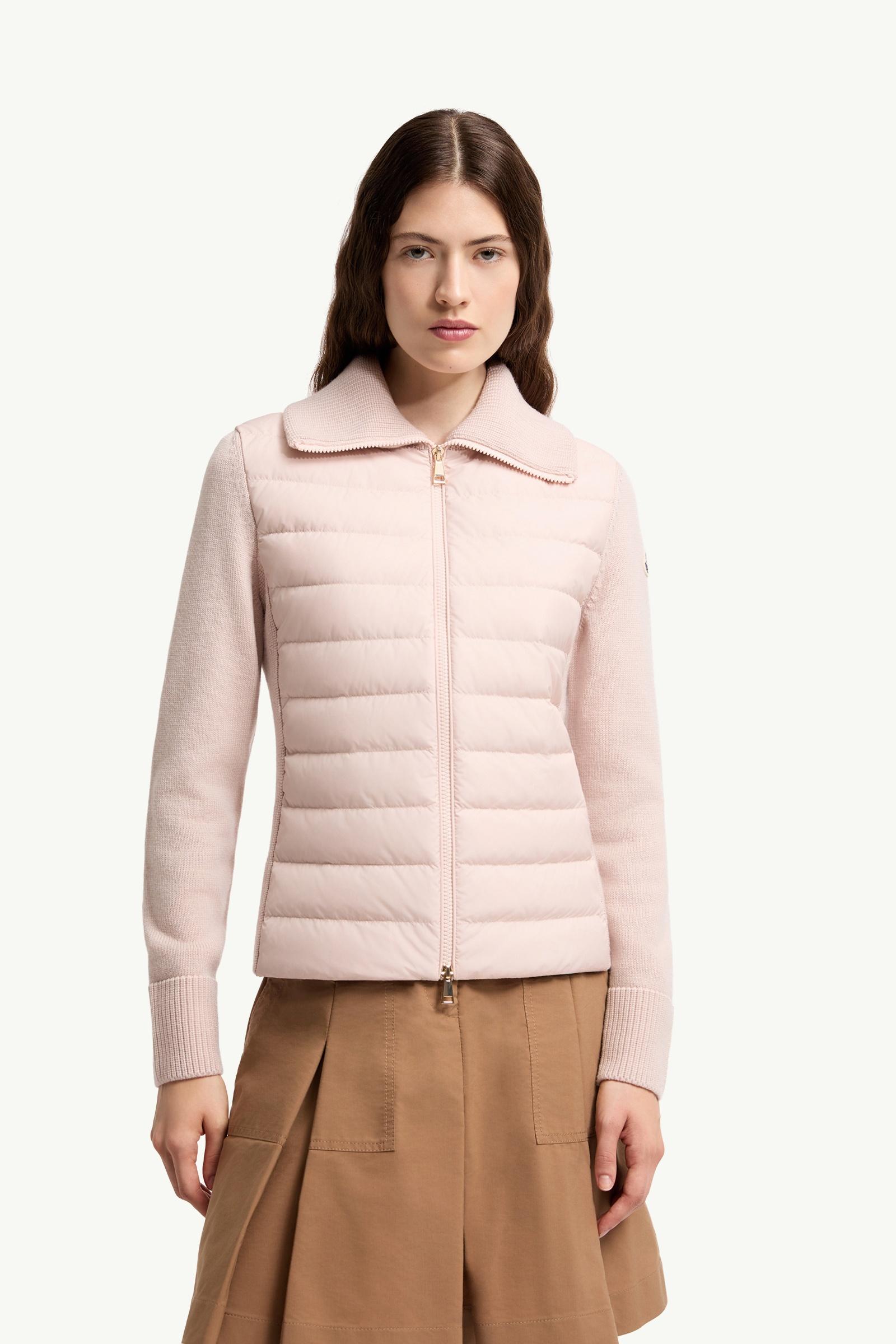 Pink Padded Zip-Up Wool Cardigan - Sweaters & Cardigans for Women
