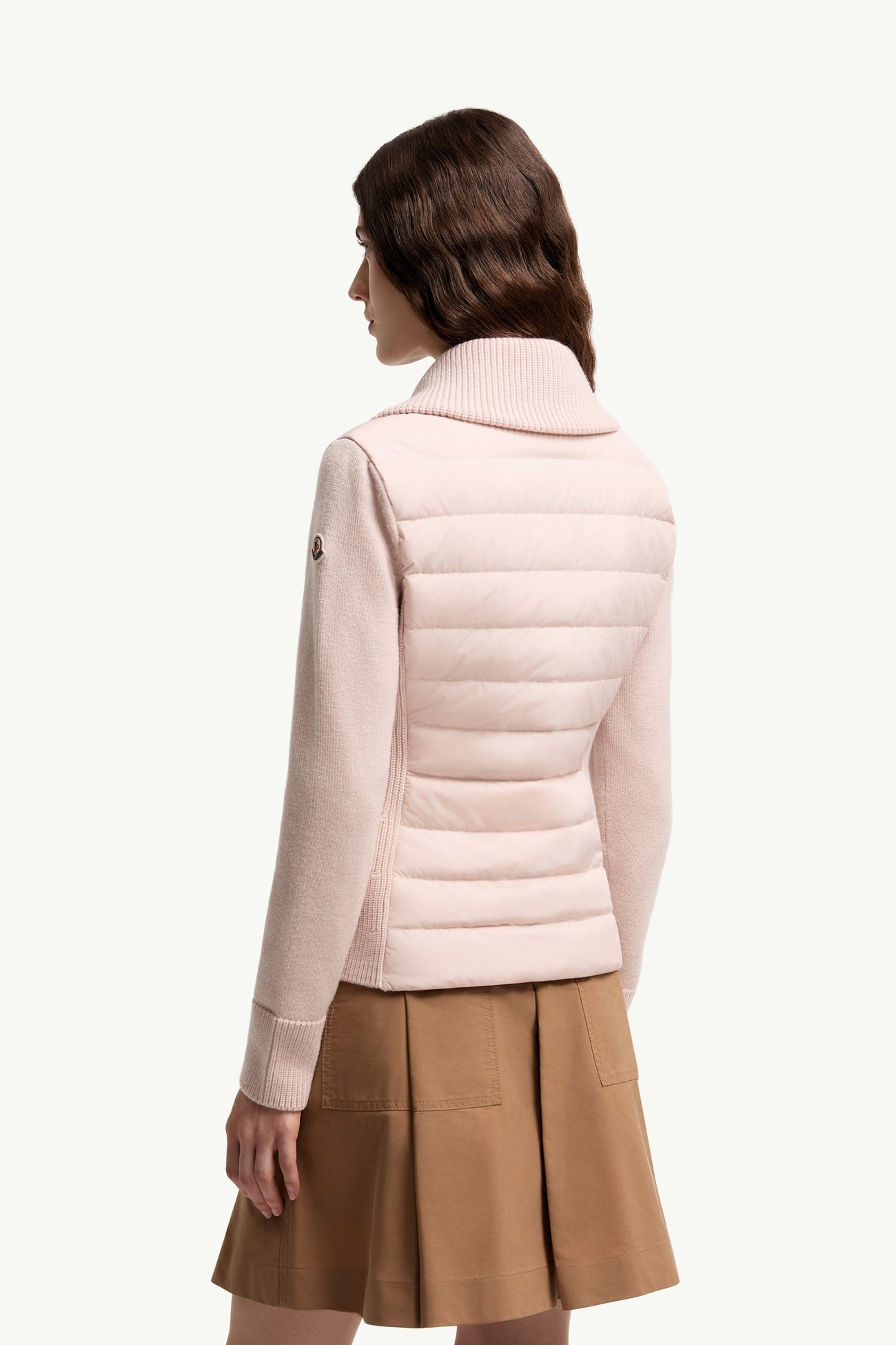 Wattierte Strickjacke aus Wolle mit Reißverschluss Damen Pink Moncler 4