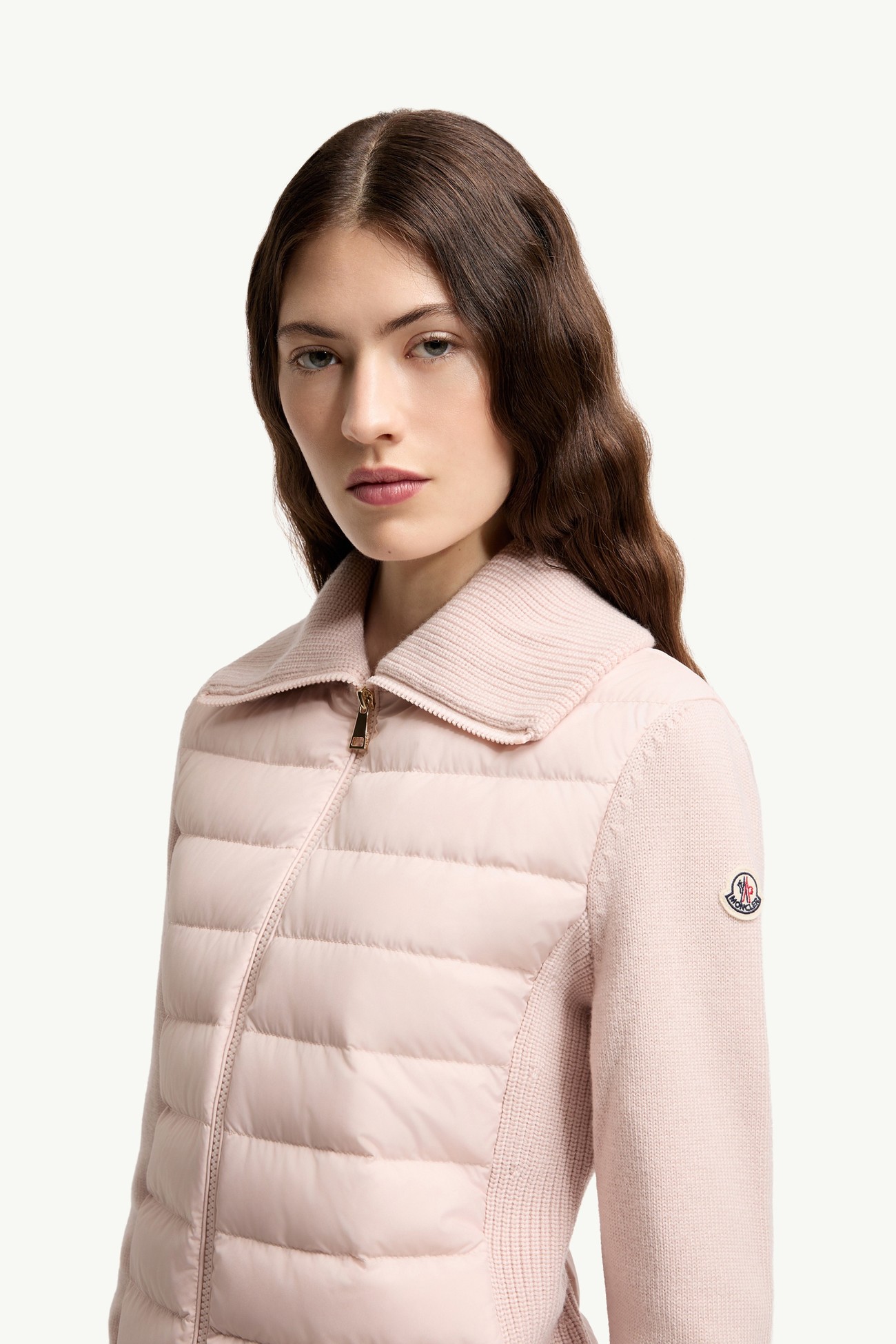 夾層羊毛拉鏈開襟毛衣 女士 粉紅色 Moncler 5