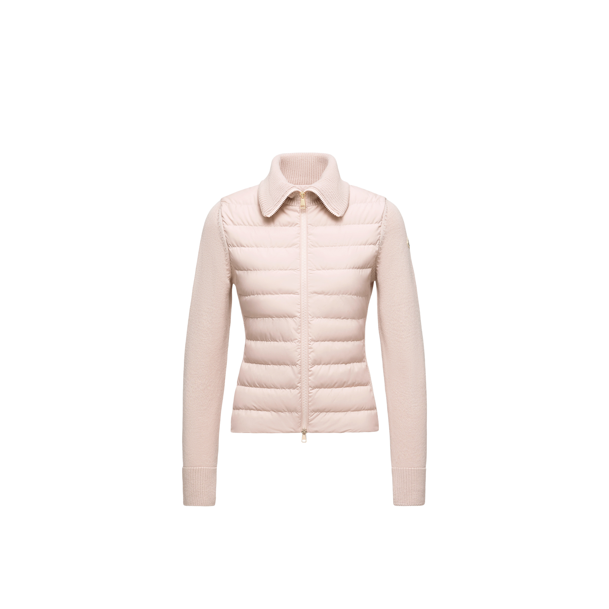 Moncler   Padded Zip-Up Wool Cardigan for Women in Pink, Size: S