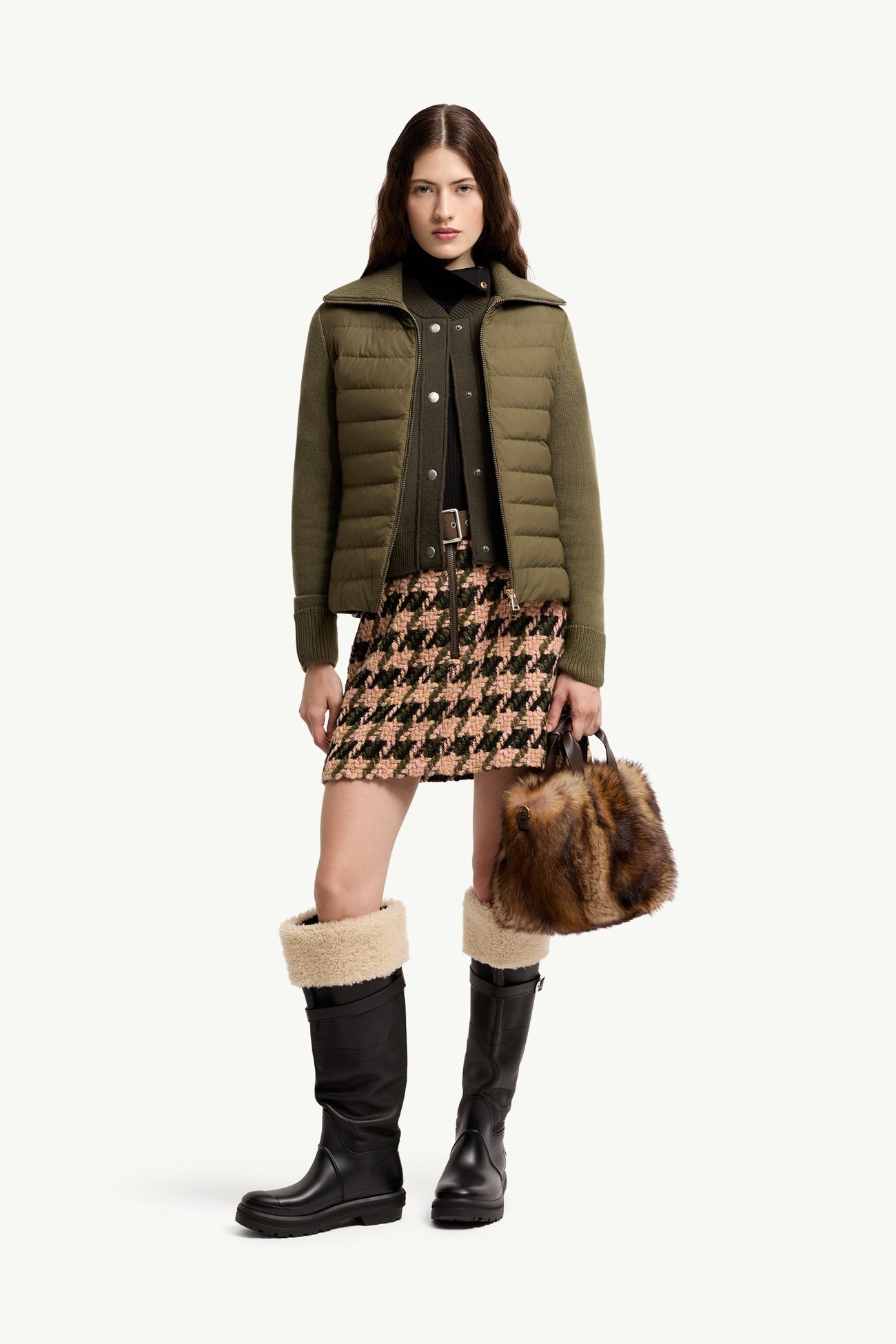 女士加衬拉链羊毛开衫 女士 深绿色 Moncler 0