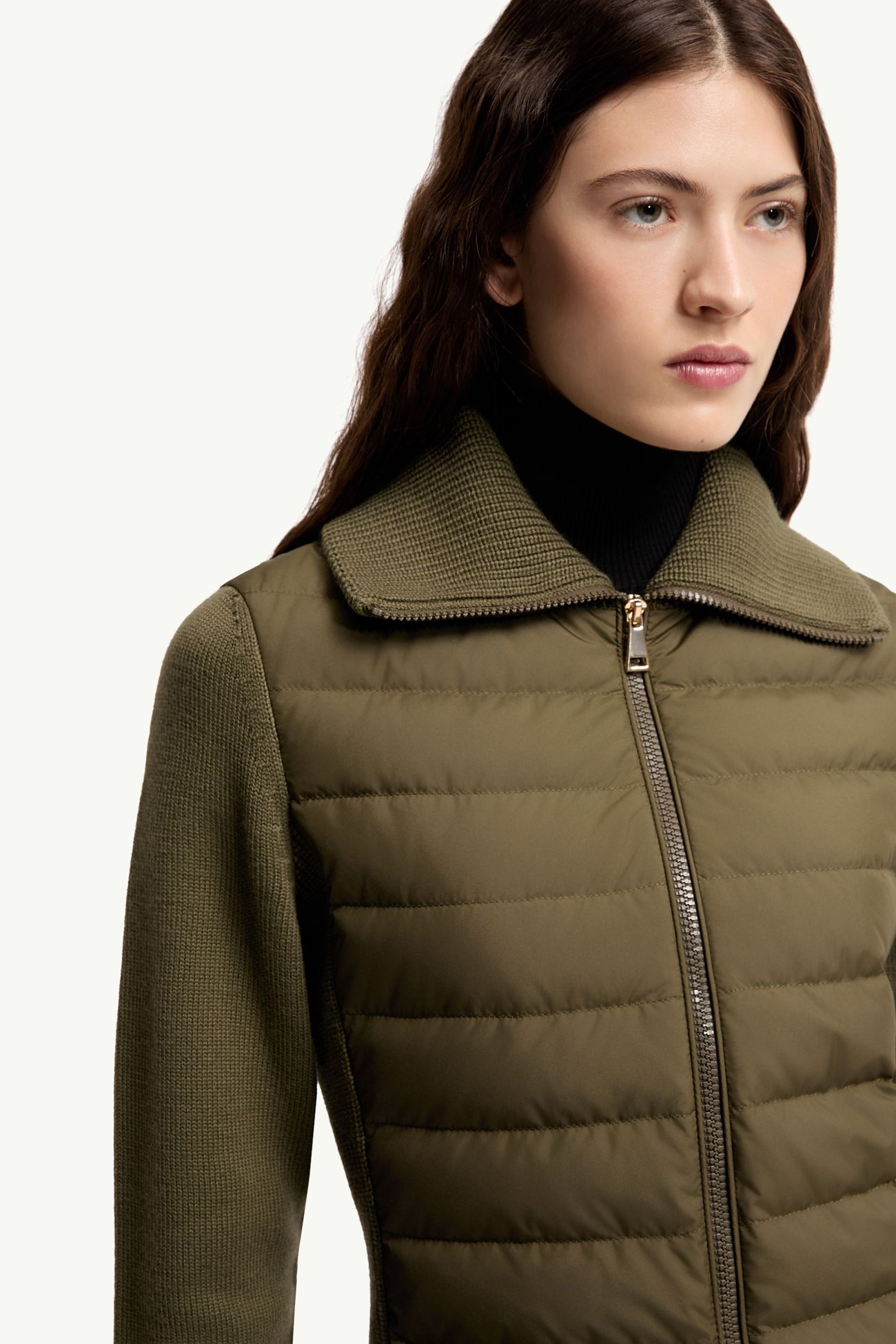 Cárdigan de lana acolchado con cremallera Mujer Verde Oscuro Moncler 5