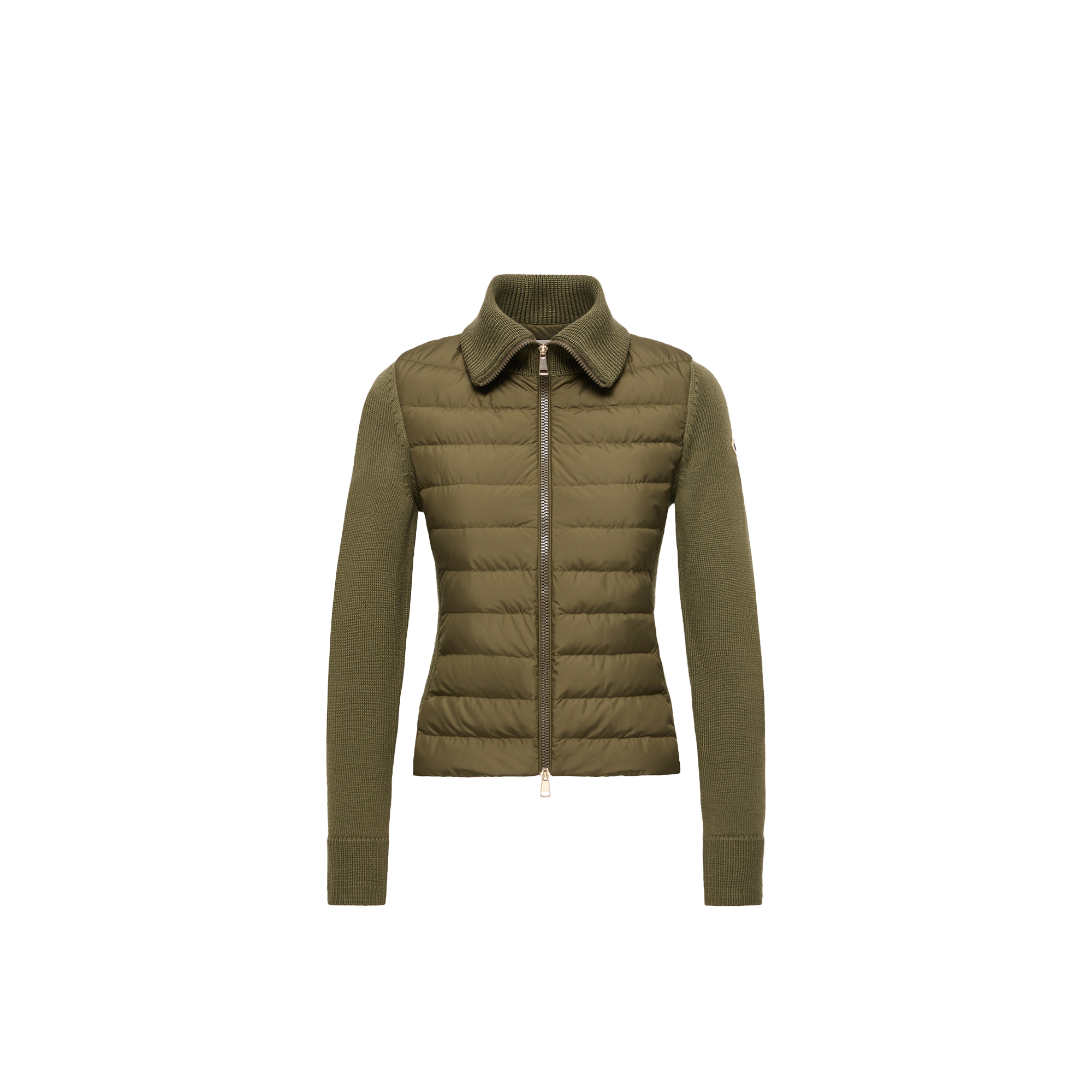 Moncler Cardigan Zippé En Laine Matelassée, Femme, Vert, Taille: M