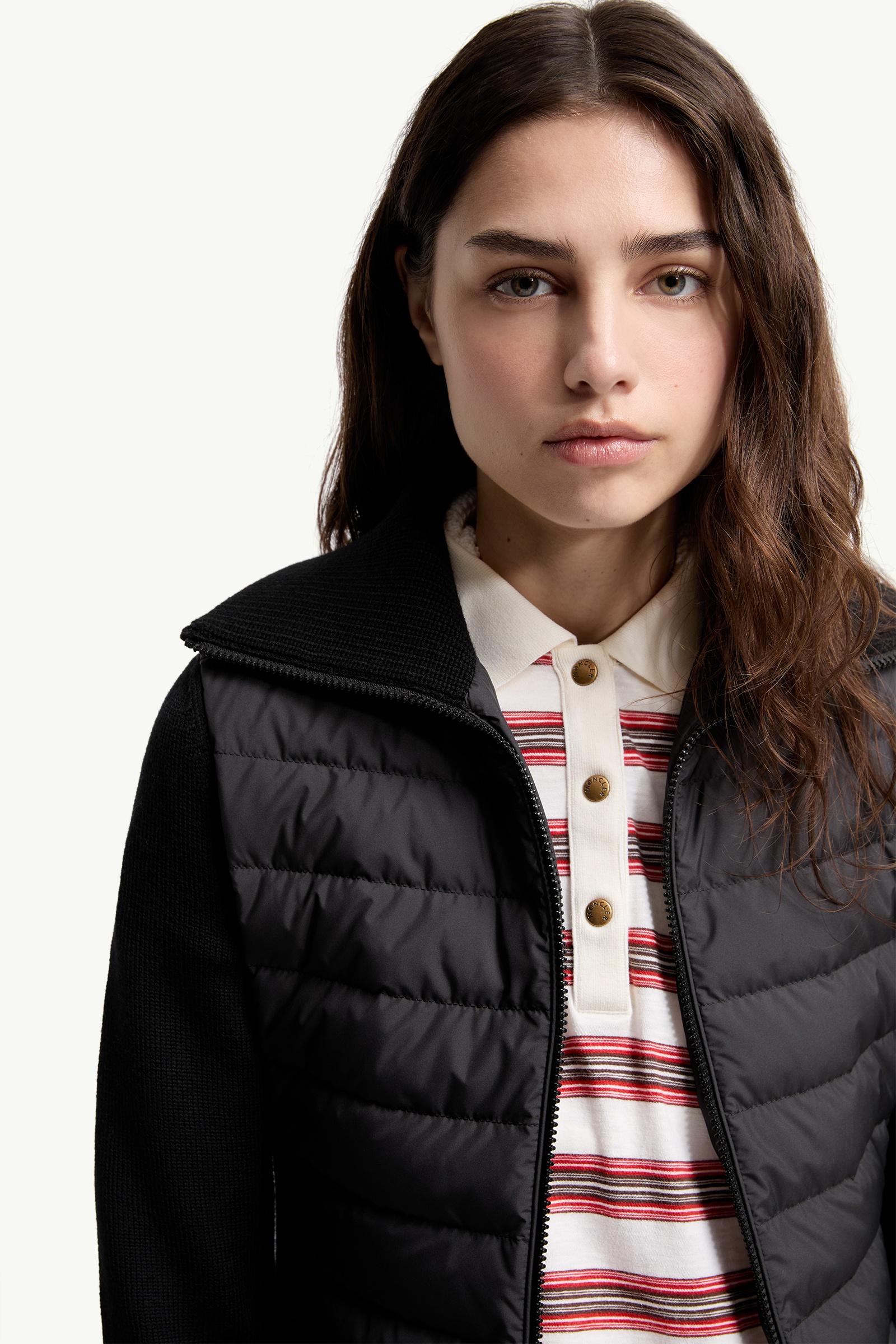 Moncler カーディガン 長袖 アイボリー ブラック ブラック カーディガン : セーター＆カーディガン 向けの レディース