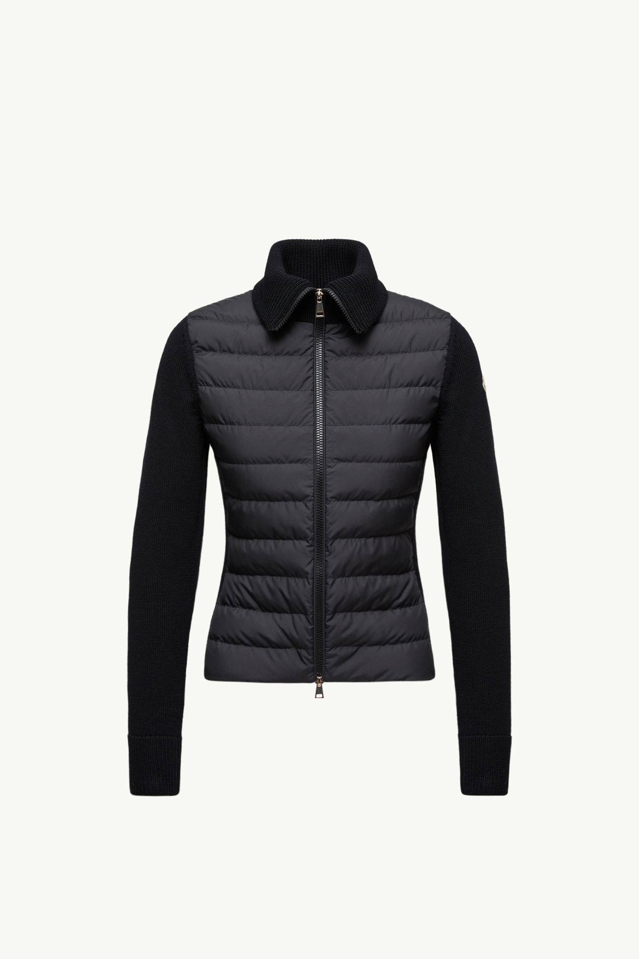 Cardigan zippé en laine matelassée Femmes Noir Moncler 2