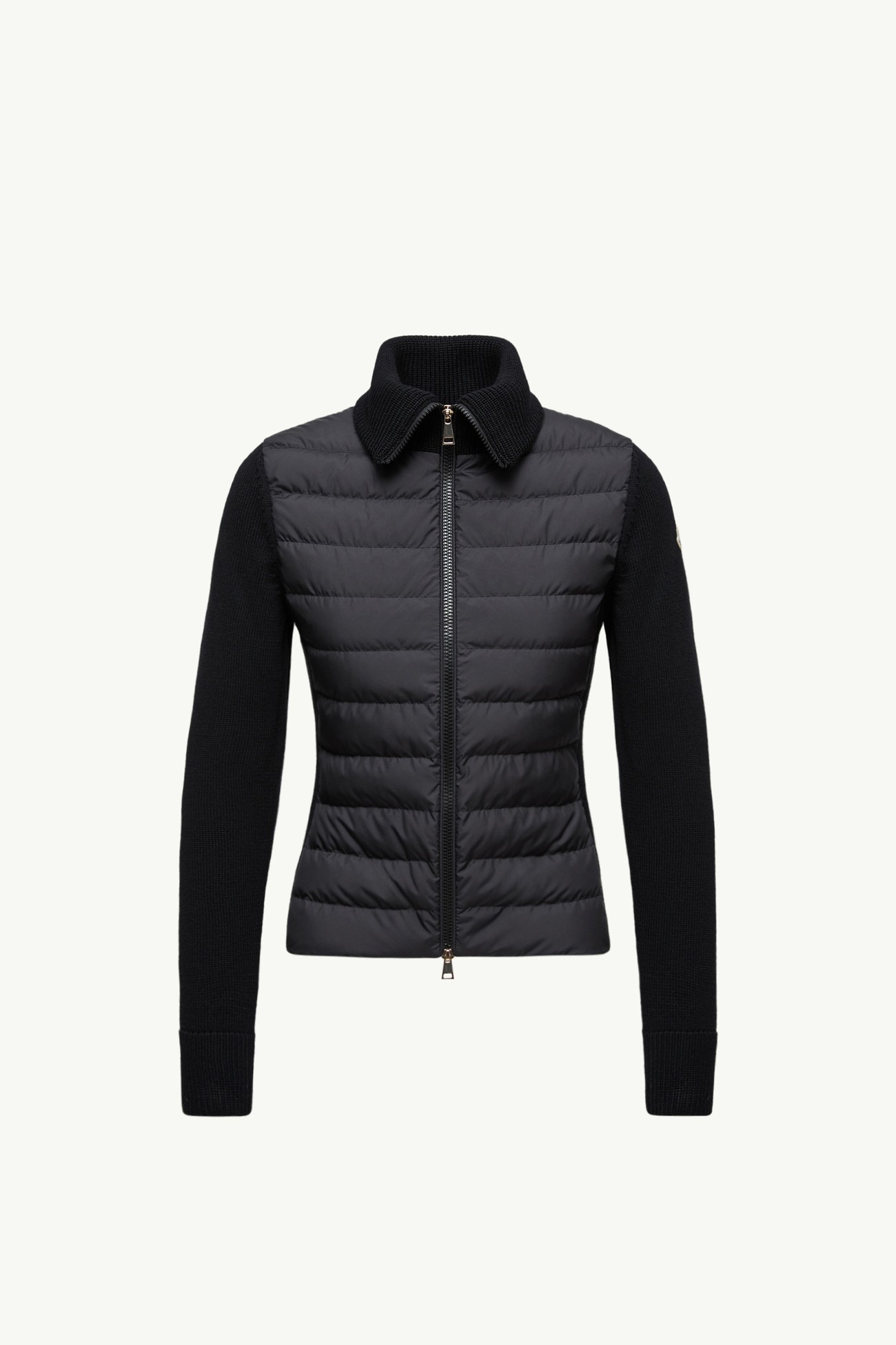 Wattierte Strickjacke aus Wolle mit Reißverschluss Damen Schwarz Moncler 2