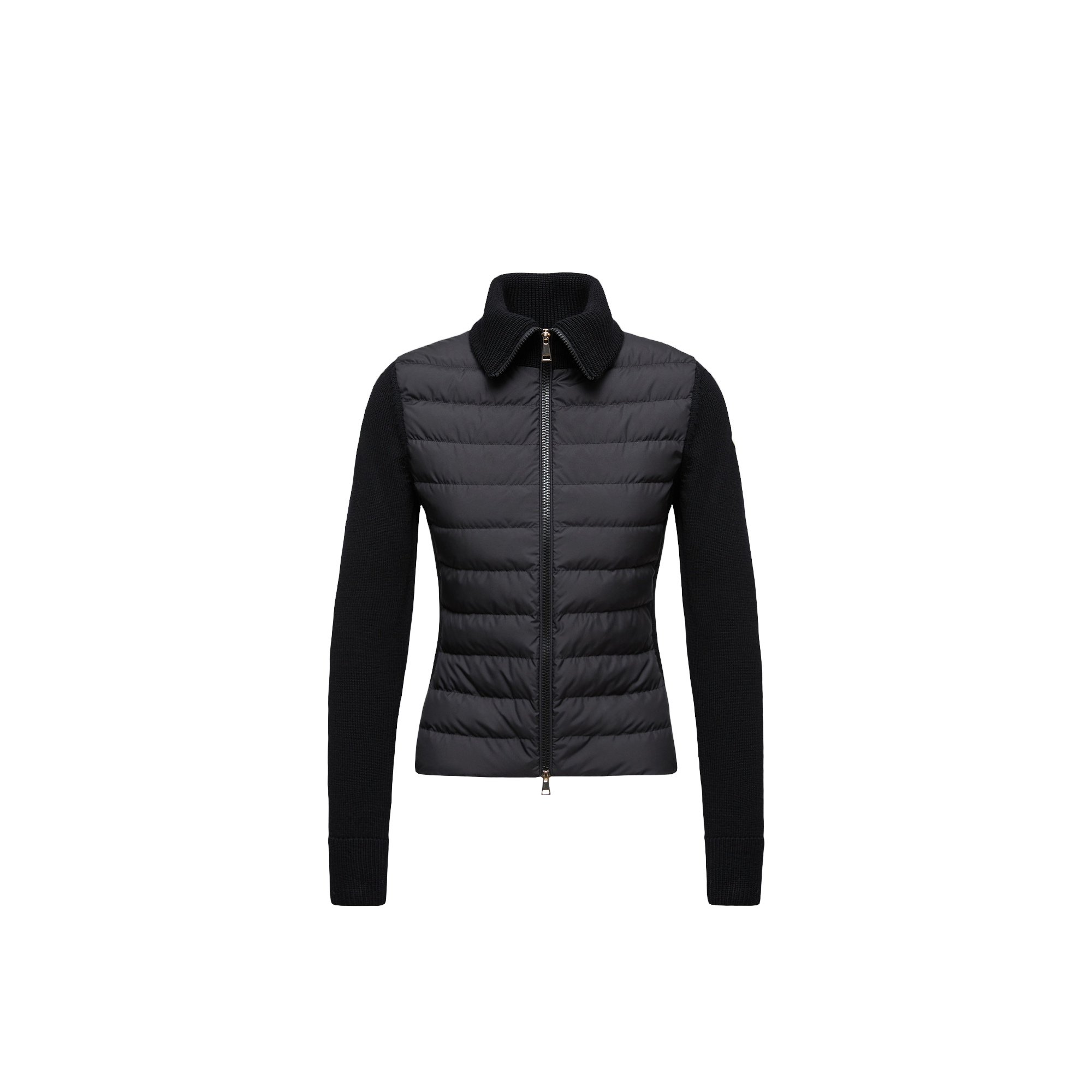 Moncler   Padded Zip-Up Wool Cardigan for Women in Black, Size: L