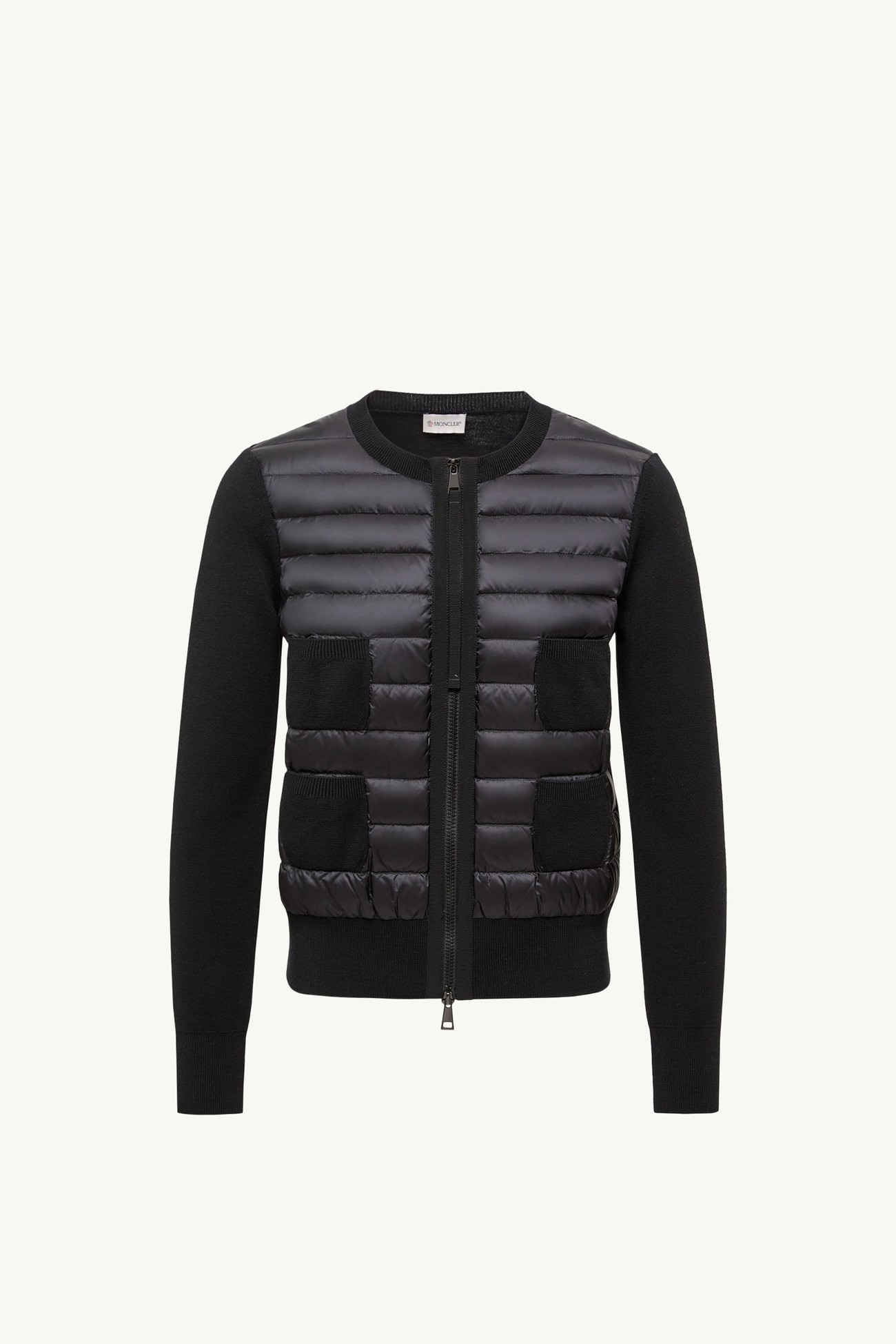 夾層羊毛拉鏈開襟毛衣 女士 黑色 Moncler 2