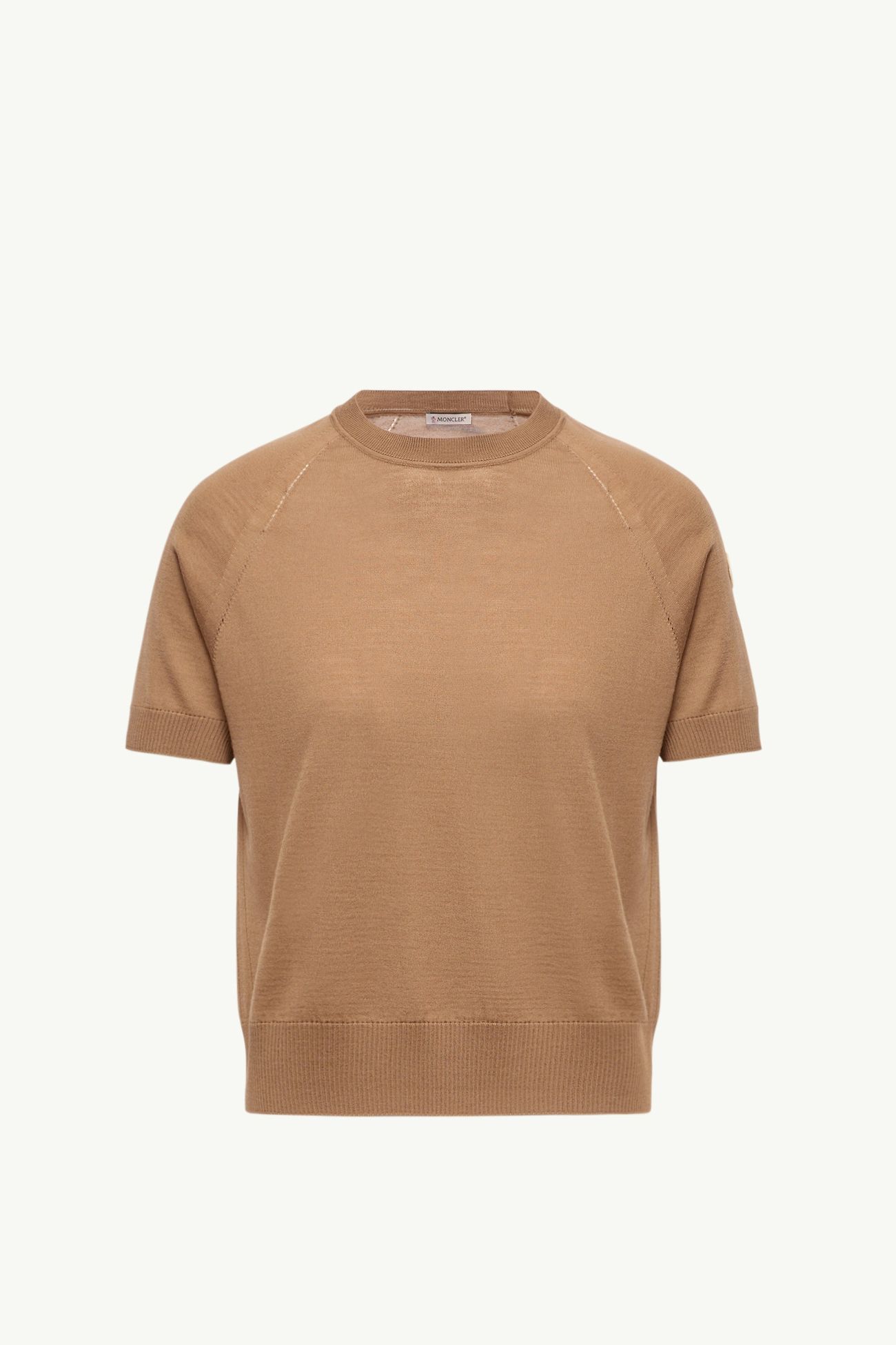 Kurzärmeliger Wollpullover Damen Hellbraun Moncler 2