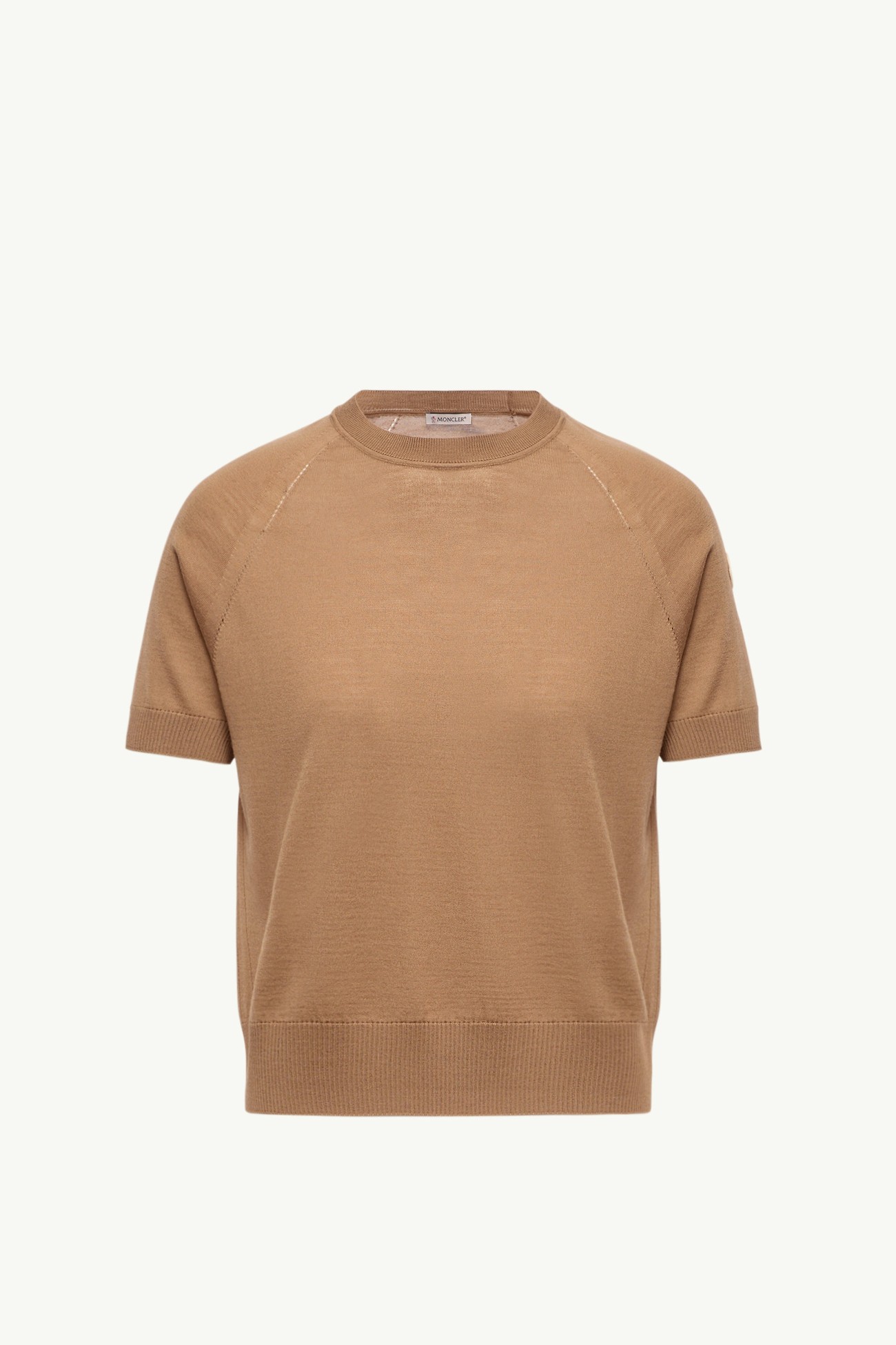 Kurzärmeliger Wollpullover Damen Hellbraun Moncler 2