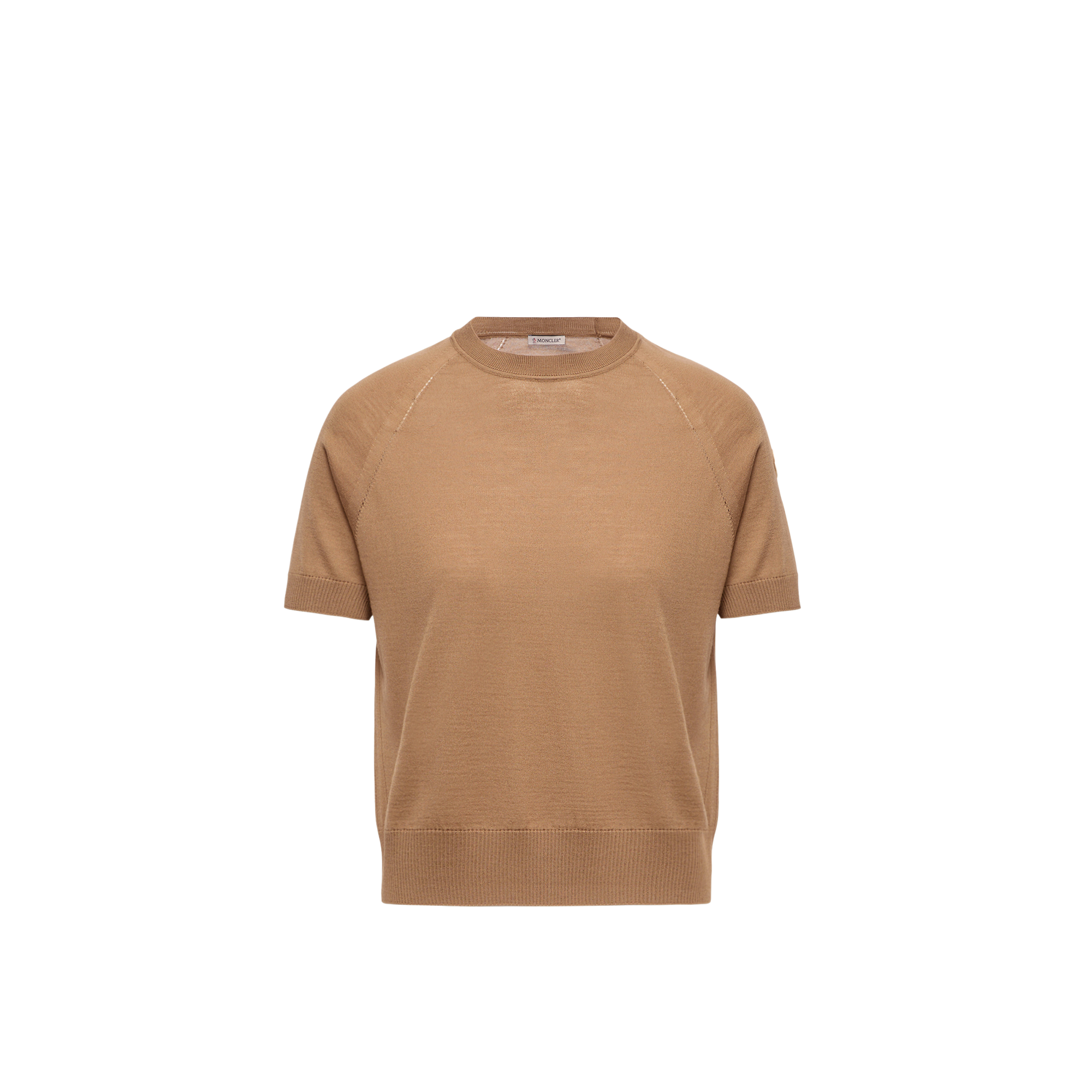 Moncler   Short Sleeve Wool Jumper for Women in Brown, Size: L