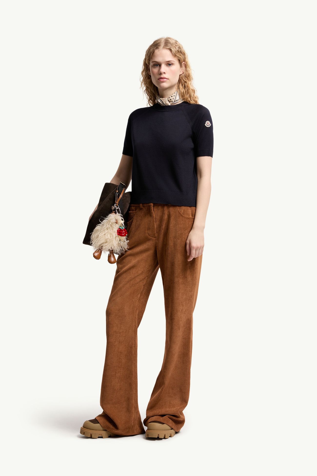 Kurzärmeliger Wollpullover Damen Dunkelblau Moncler 0