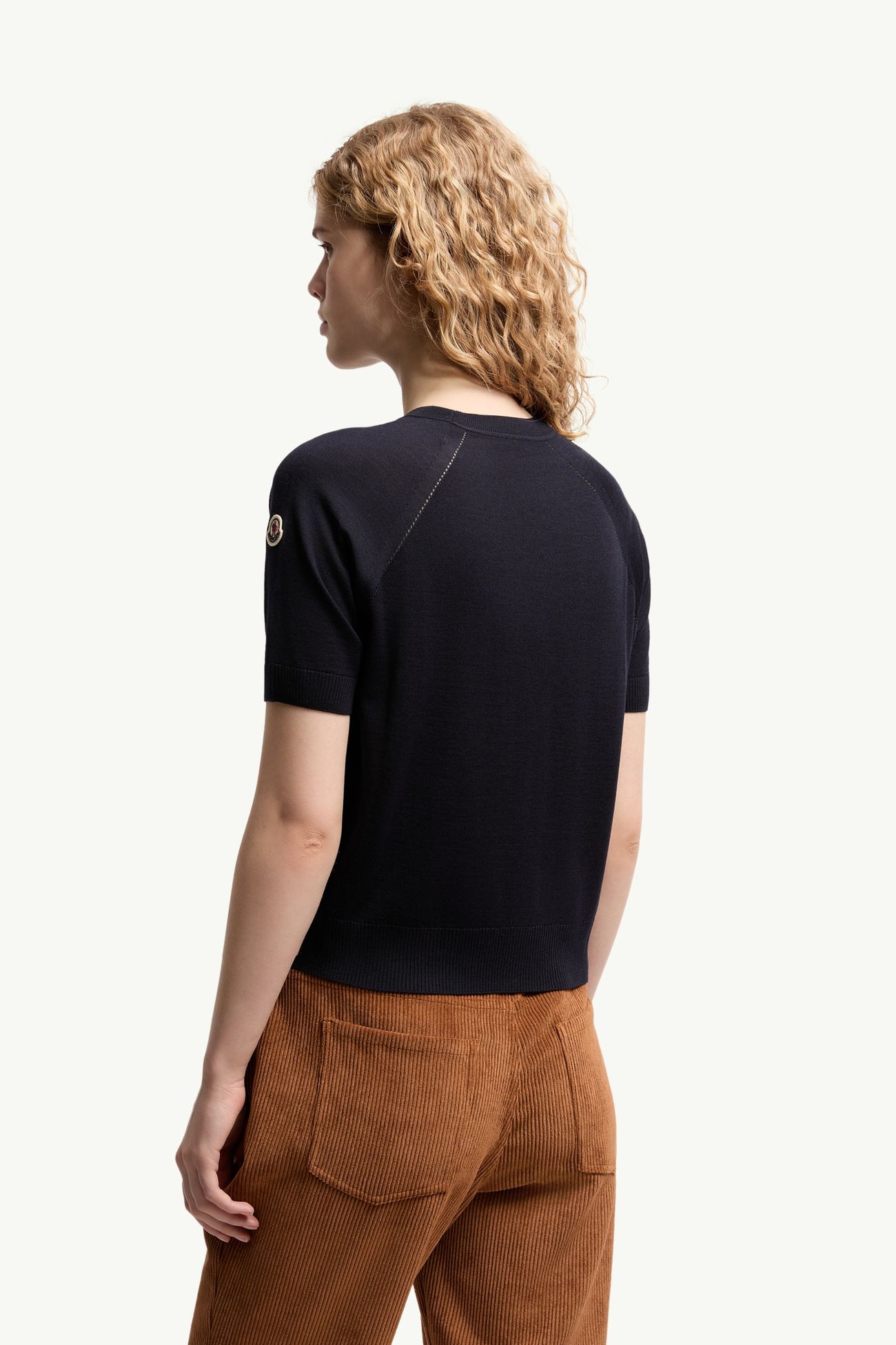 Short Sleeve Wool Jumper Women Dark Blue Moncler 4
