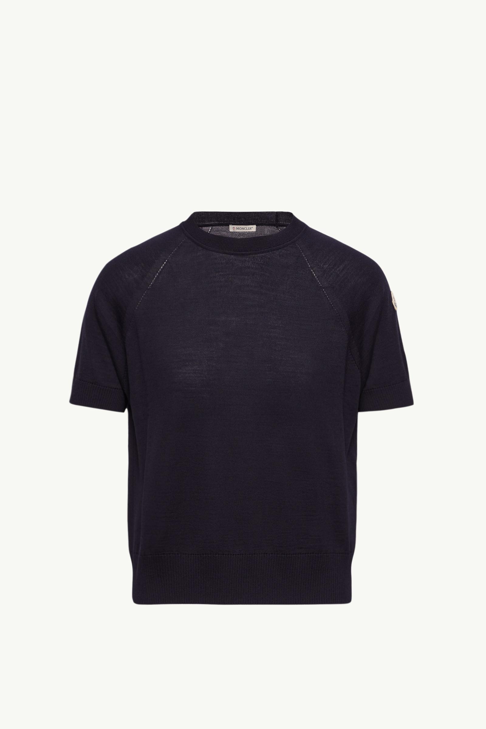 Kurzärmeliger Wollpullover Damen Dunkelblau Moncler, 1 of 0