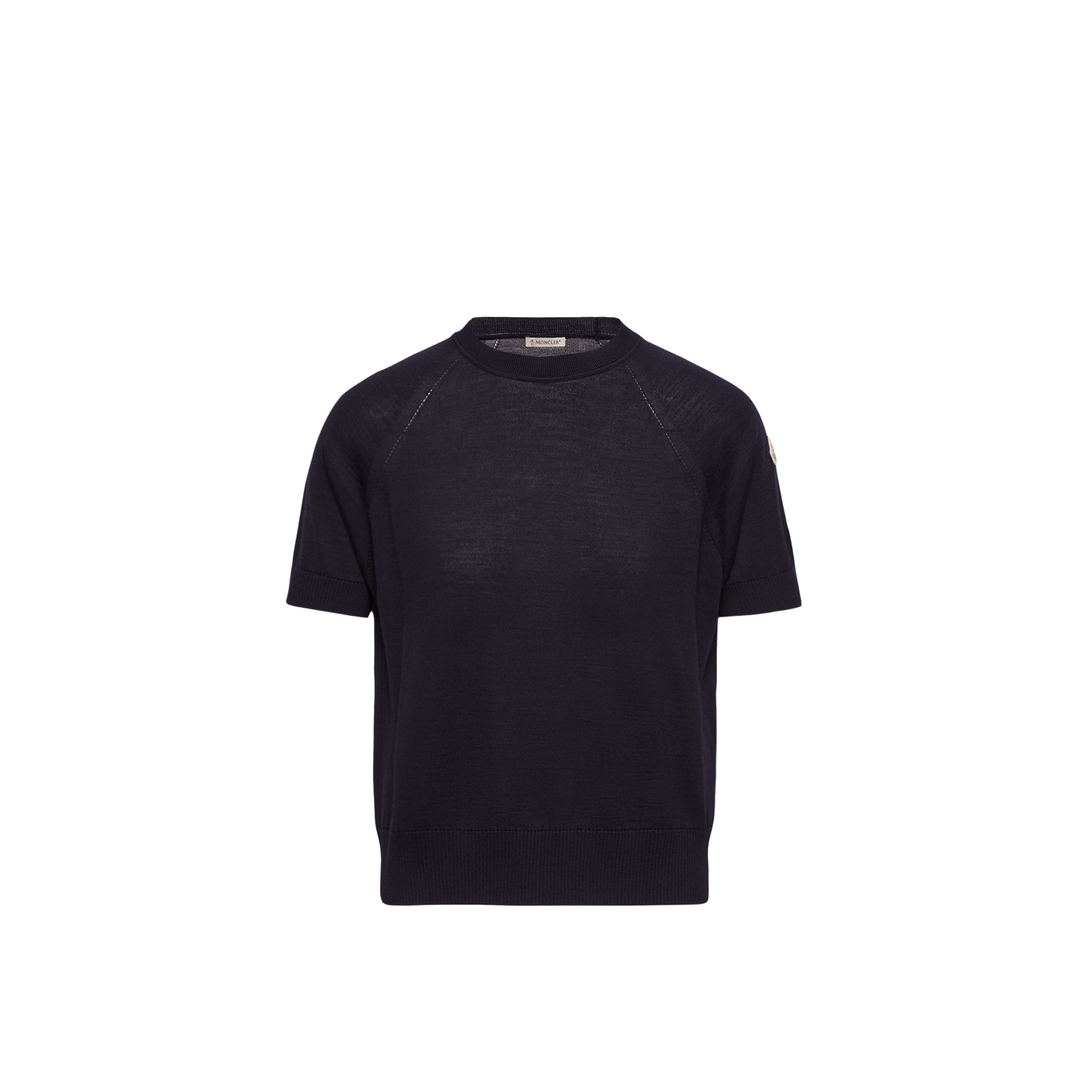 Moncler , Round-Neck Knitwear, Male, Blue, M, Knitted T Shirt - Image 3