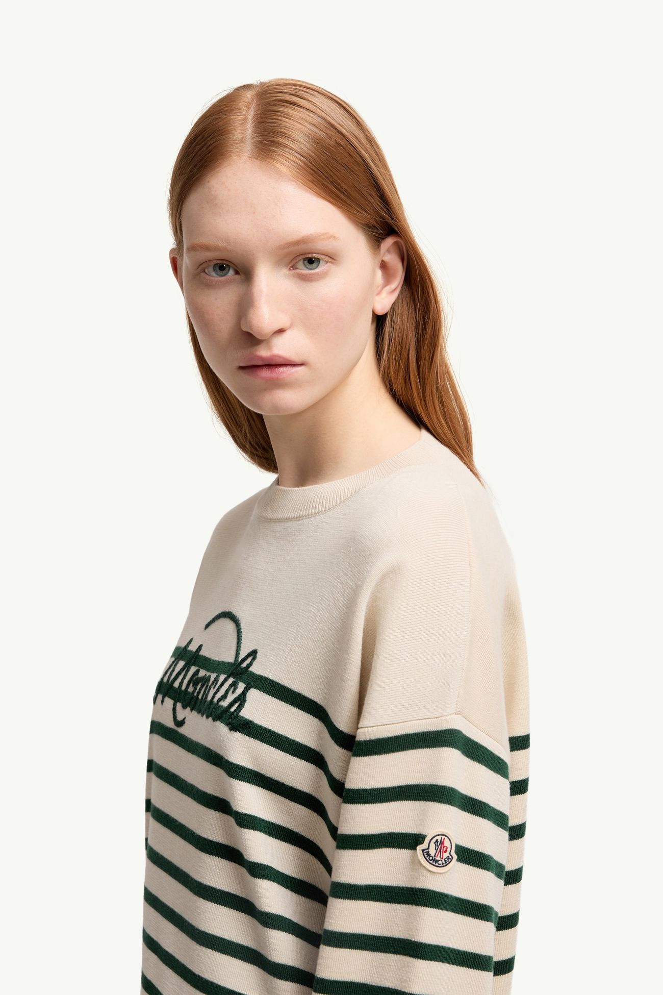 Striped Wool Jumper Women White & Green Moncler 1