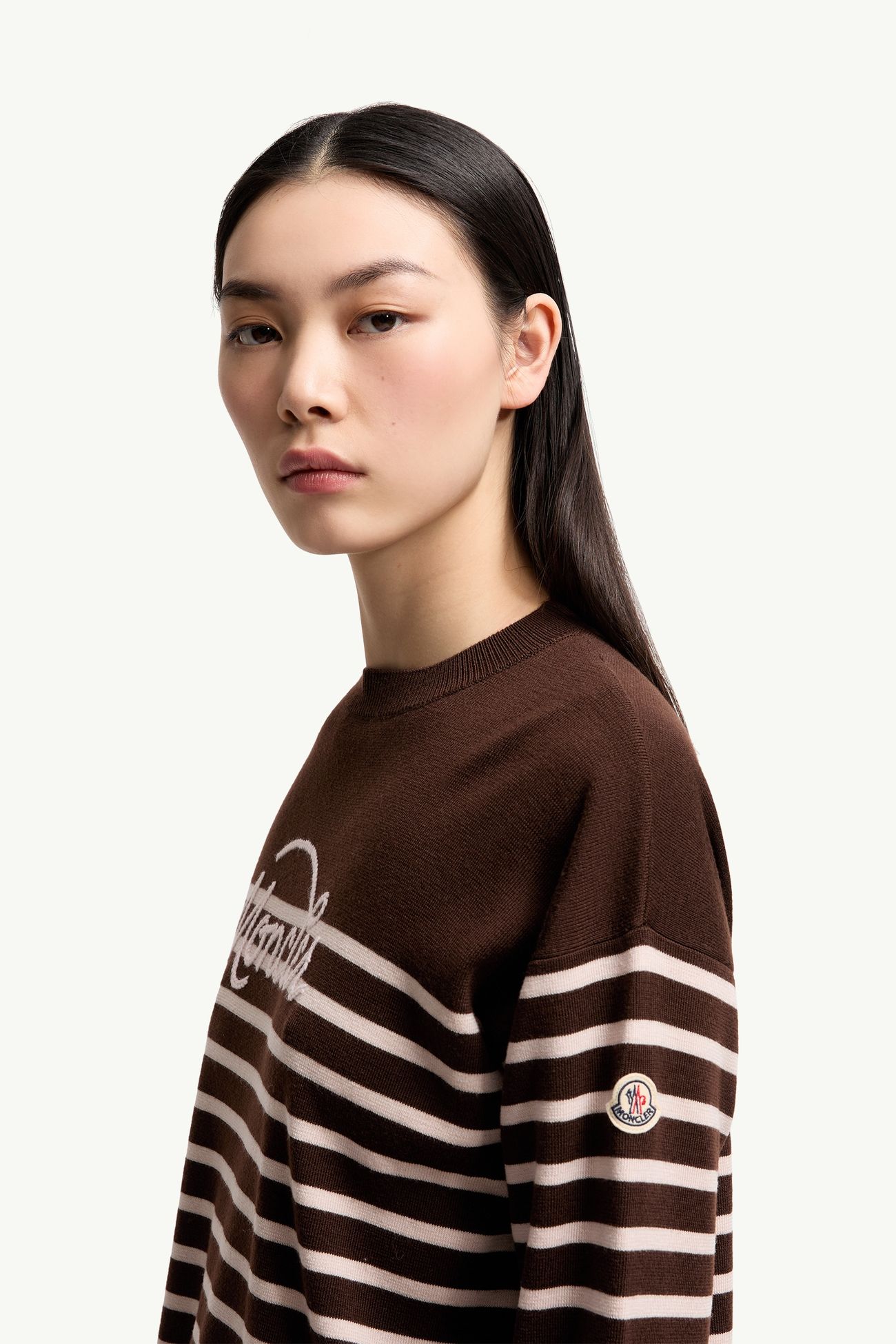 Gestreifter Pullover aus Wolle Damen Braun Moncler 1