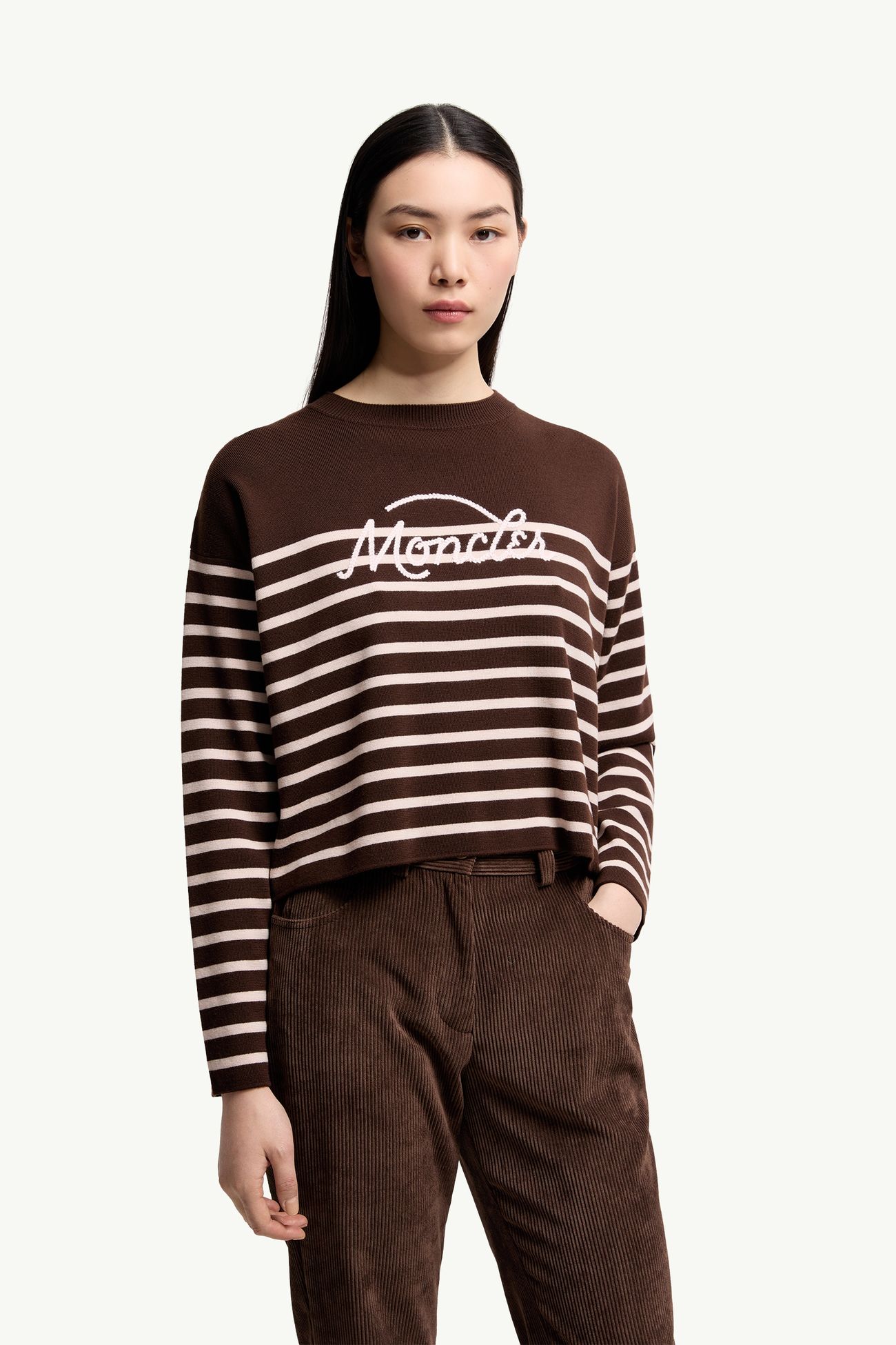 Maglione in lana a righe Donna Marrone Moncler 3