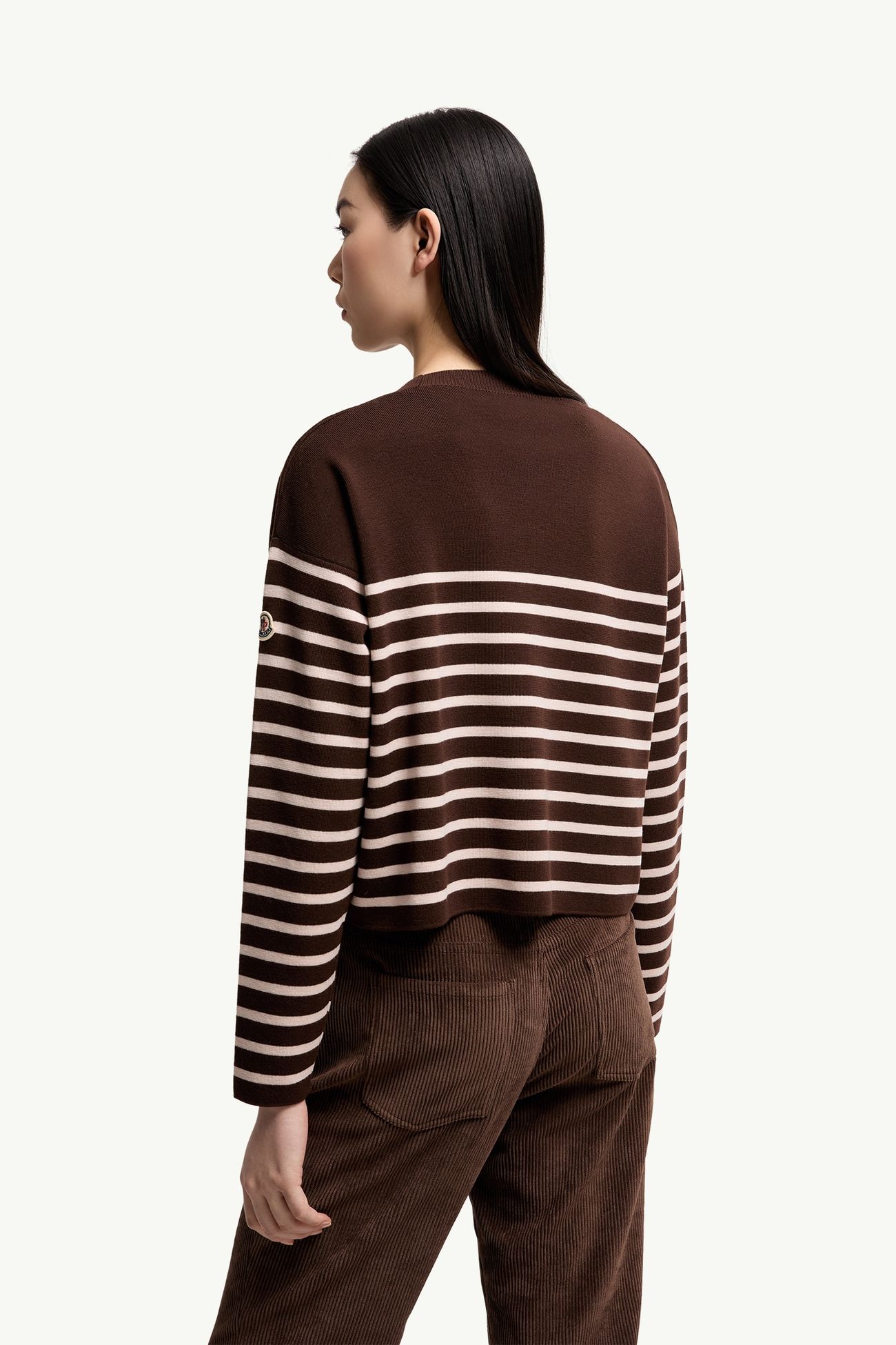 Gestreifter Pullover aus Wolle Damen Braun Moncler 4
