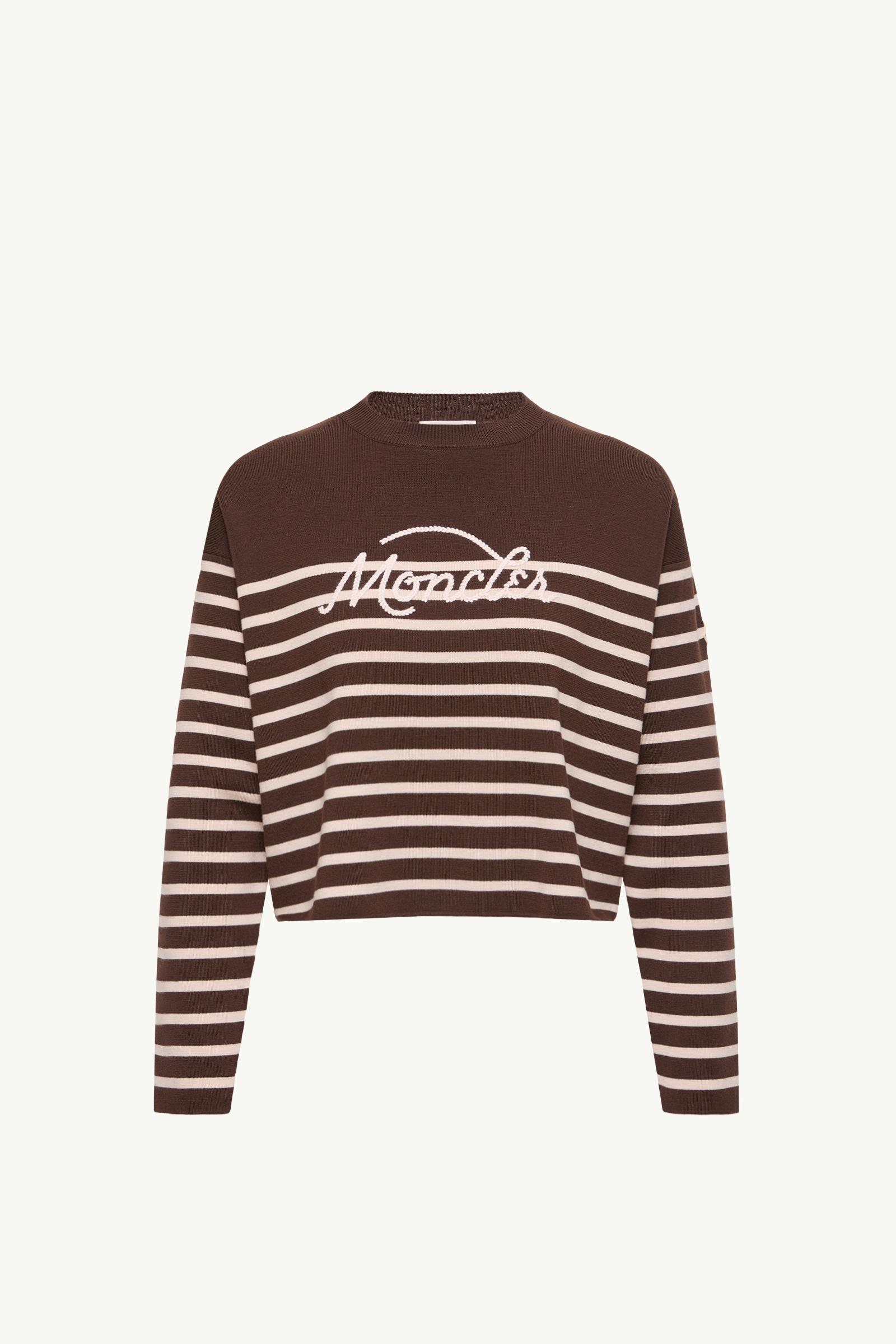 Gestreifter Pullover aus Wolle Damen Braun Moncler