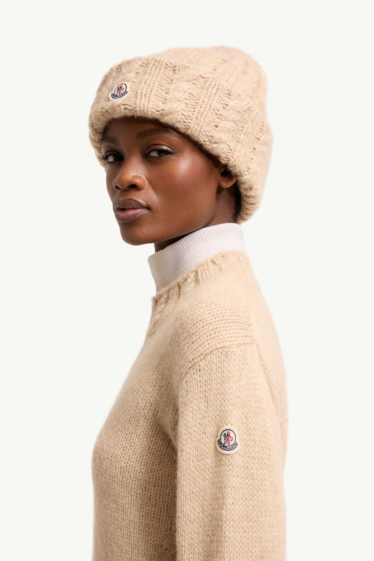 Alpaca Blend Polo Neck Jumper Women Beige Moncler 1