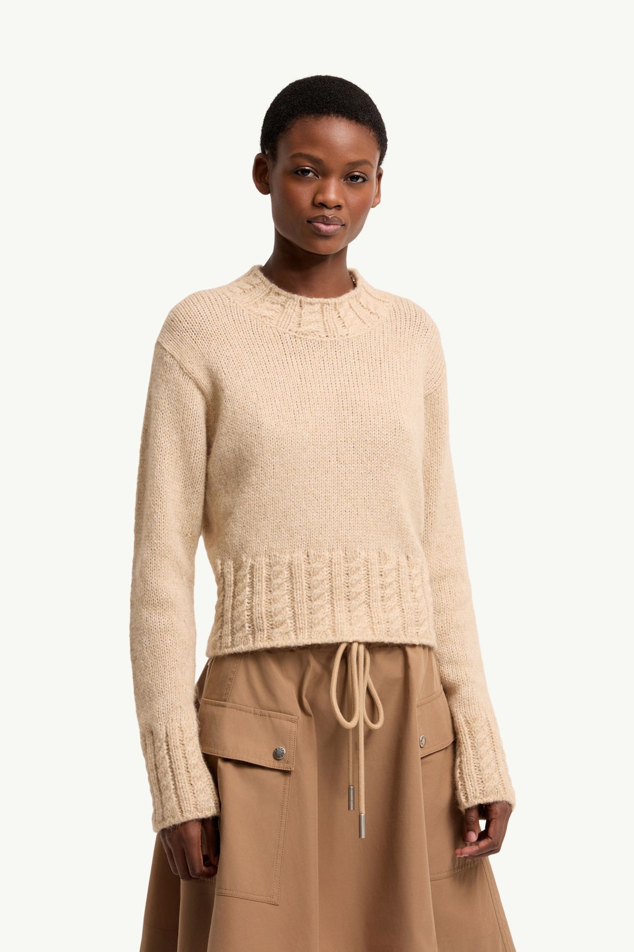 Alpaca Blend Polo Neck Jumper Women Beige Moncler 3