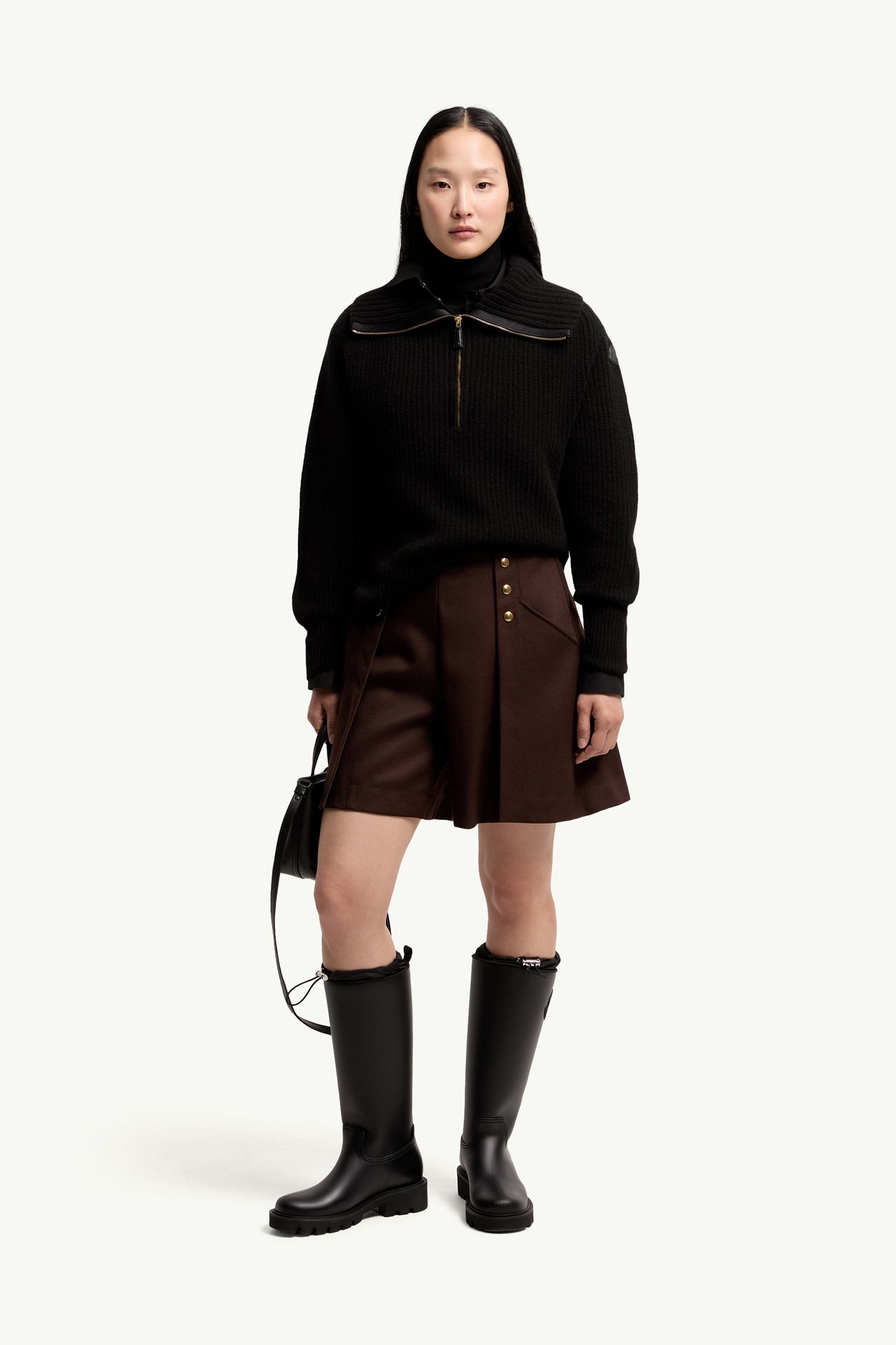 Wool & Cashmere Zip-Up Jumper Women Black Moncler 0