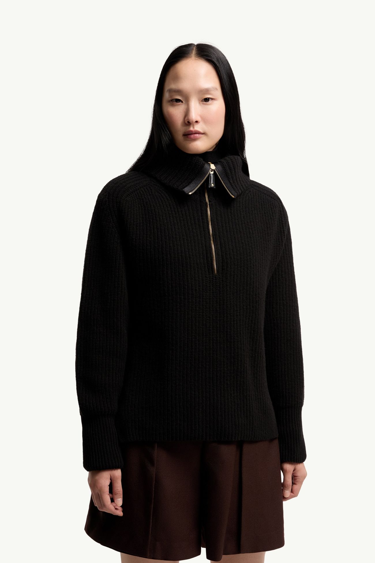 Wool & Cashmere Zip-Up Jumper Women Black Moncler 3