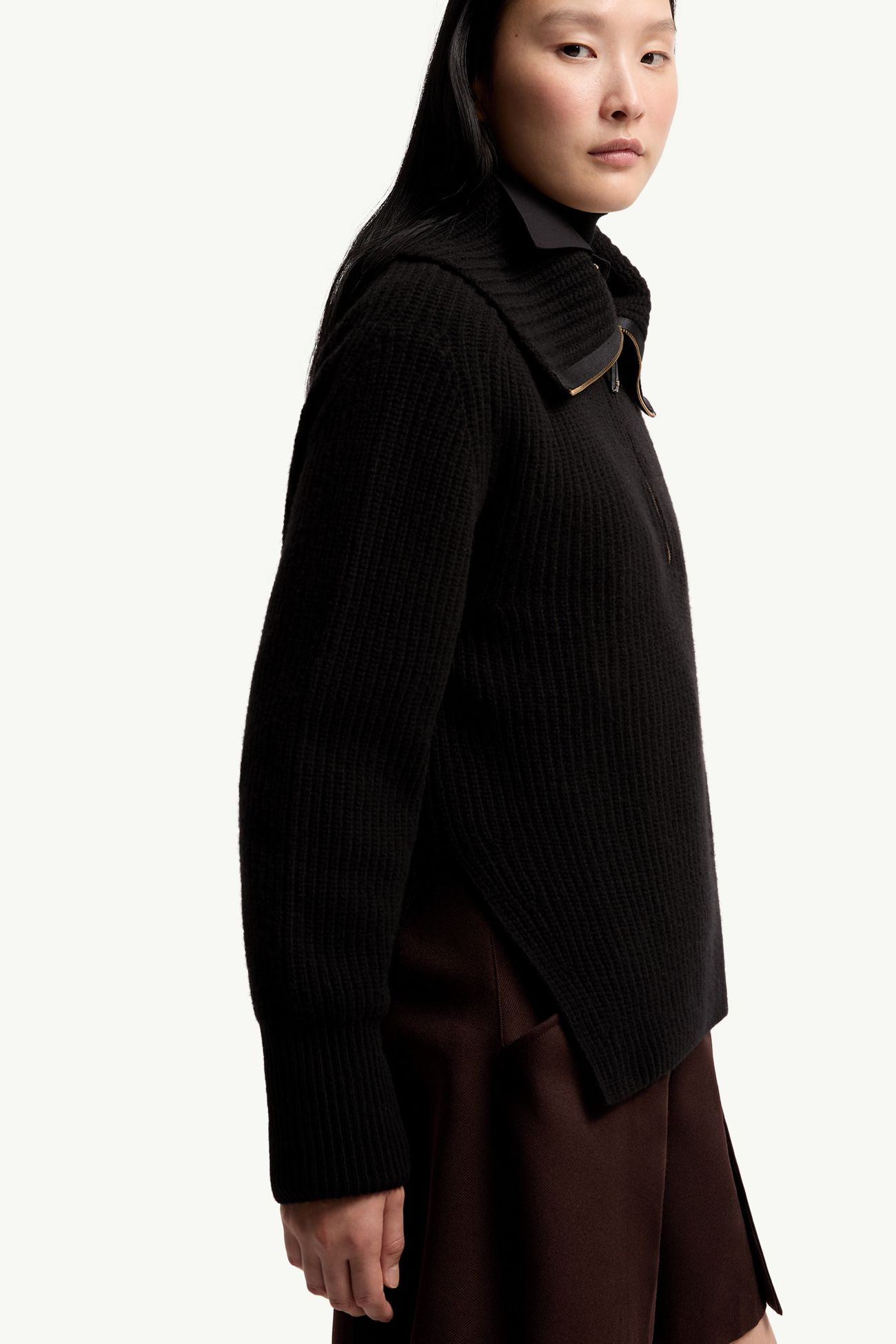 Wool & Cashmere Zip-Up Jumper Women Black Moncler 5