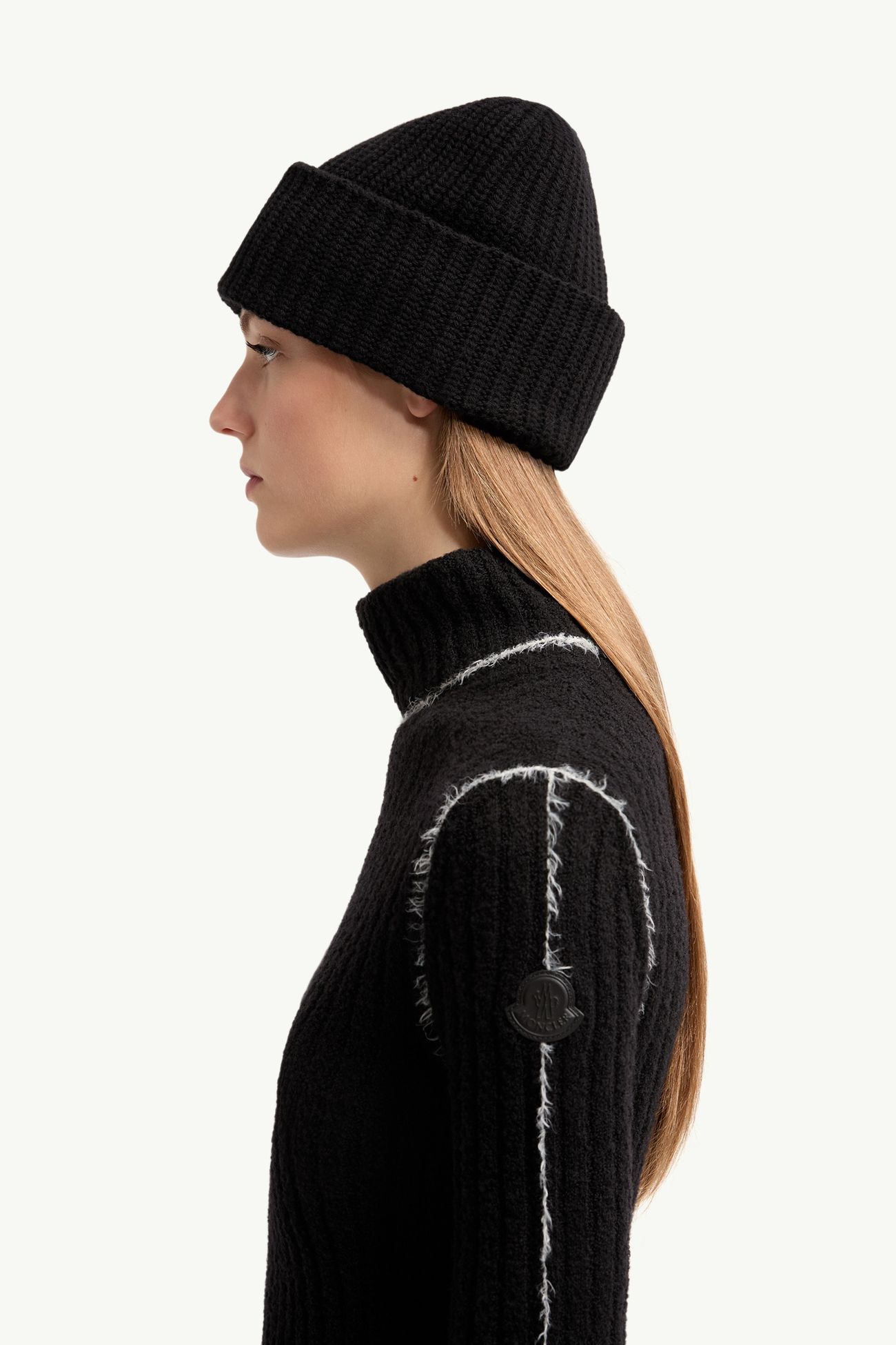 Wool Blend Polo Neck Jumper Women Black Moncler 1
