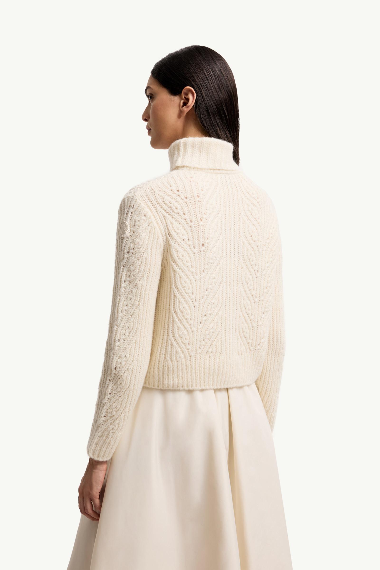 White Alpaca Blend Turtleneck Sweater - Sweaters & Cardigans for