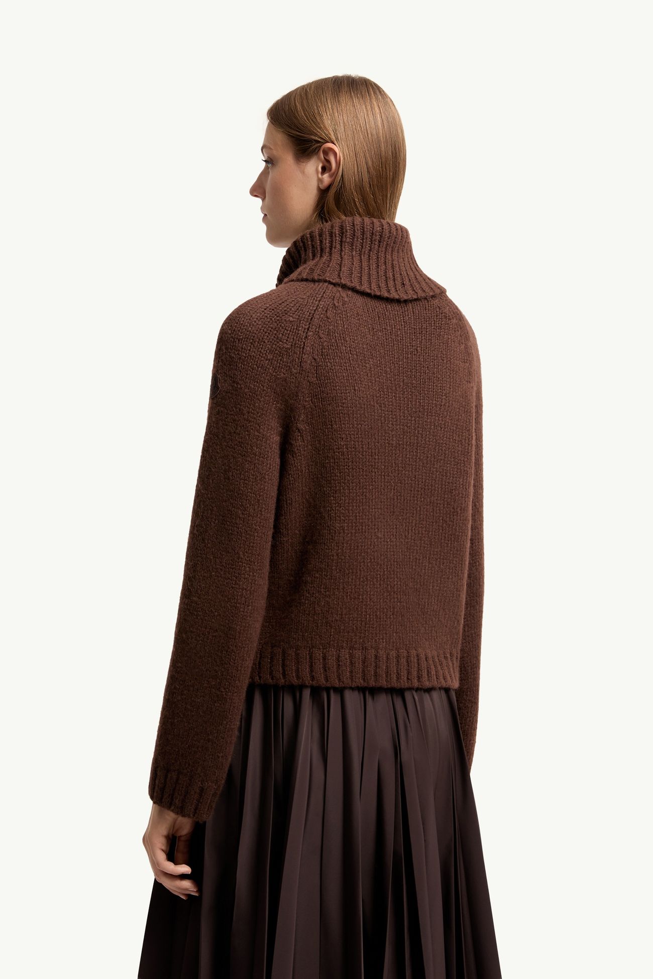 Pull à col roulé brodé en alpaga mélangé Femmes Marron Moncler 4