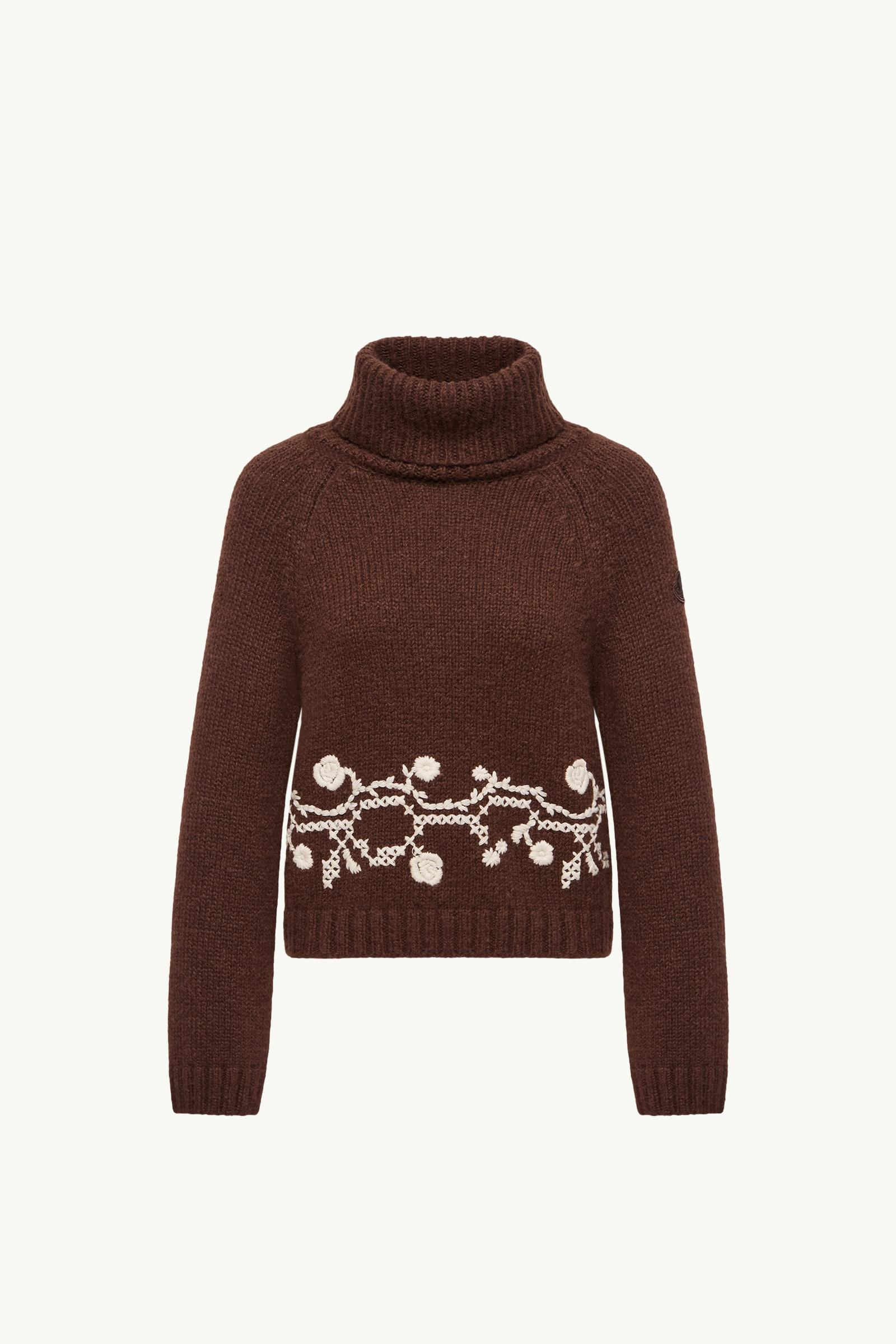 Pull à col roulé brodé en alpaga mélangé Femmes Marron Moncler, 1 of 0
