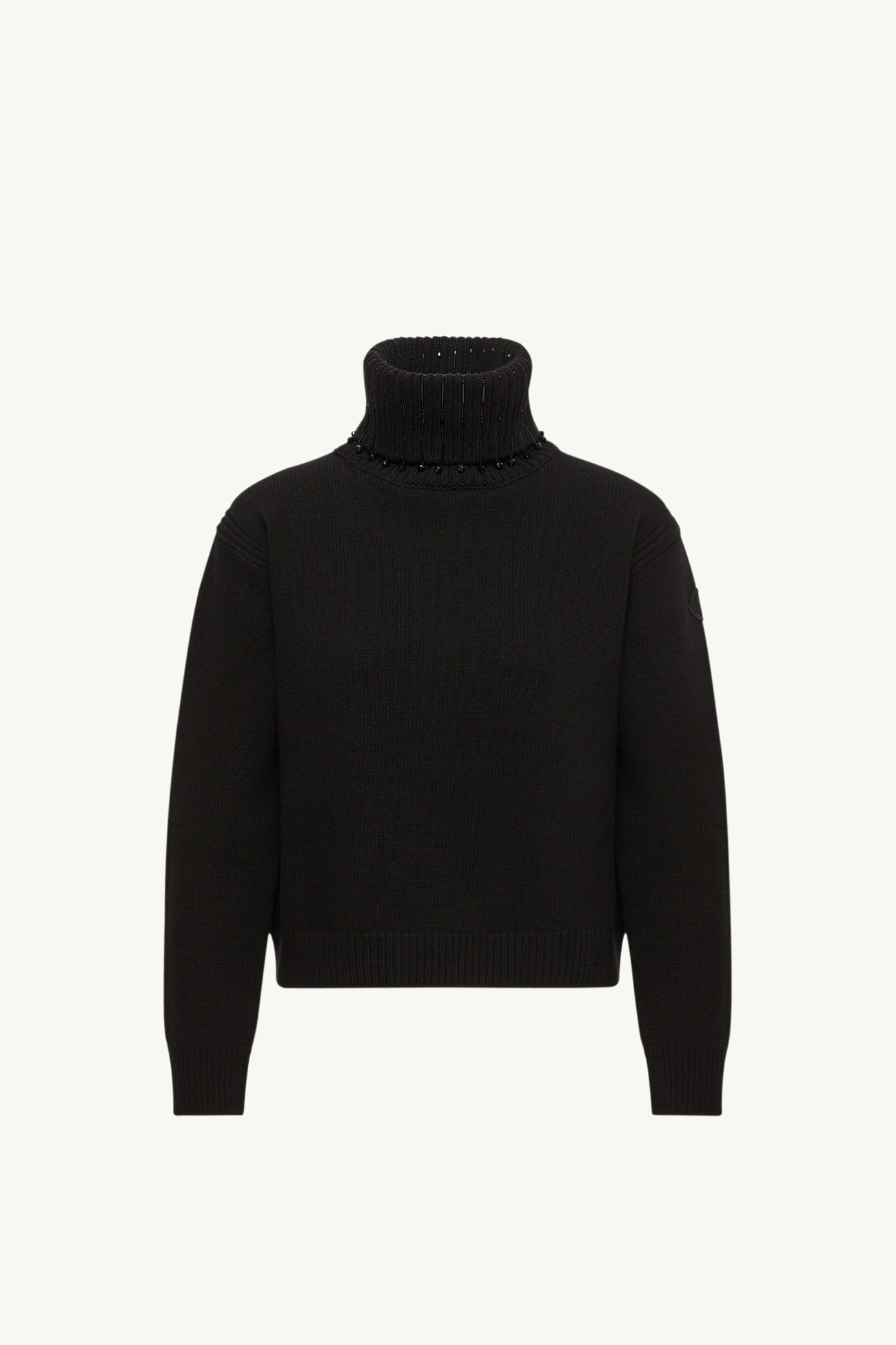 Crystal Embroidered Cashmere & Wool Blend Turtleneck Jumper Women Black Moncler 2