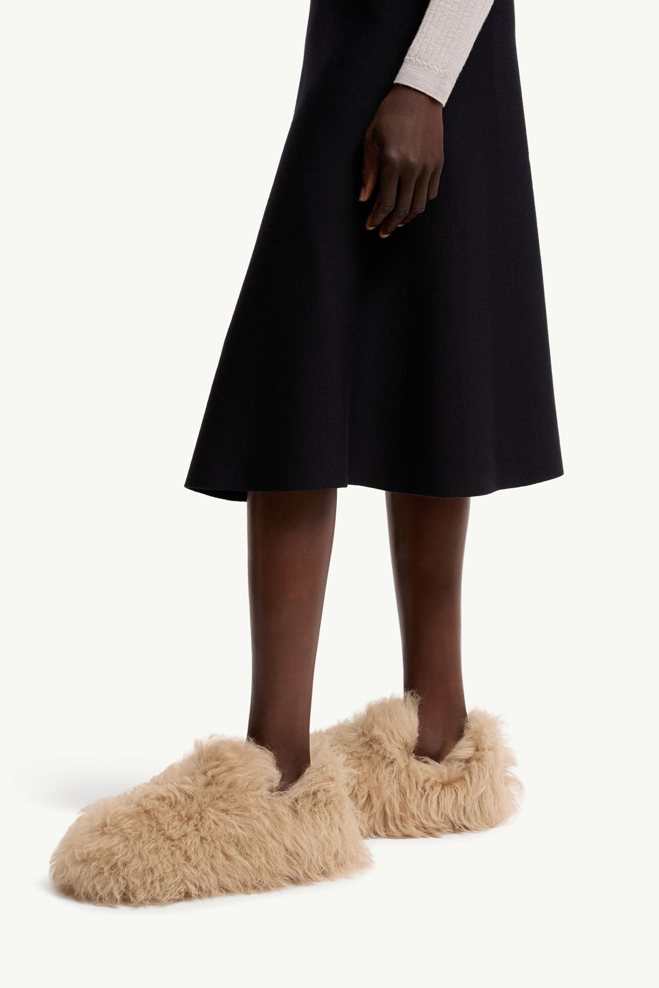 Jupe midi plissée en laine mélangée Femmes Bleu foncé Moncler 1