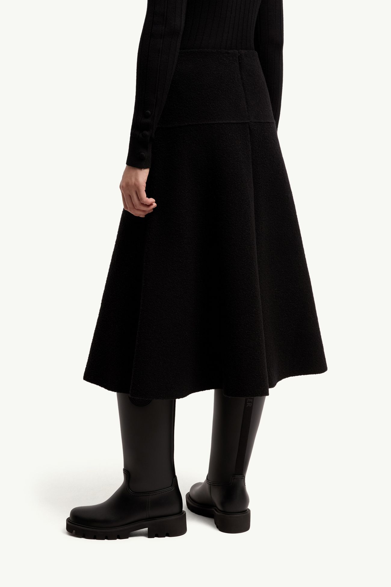 女士羊毛混纺中长半身裙 女士 黑色 Moncler 4