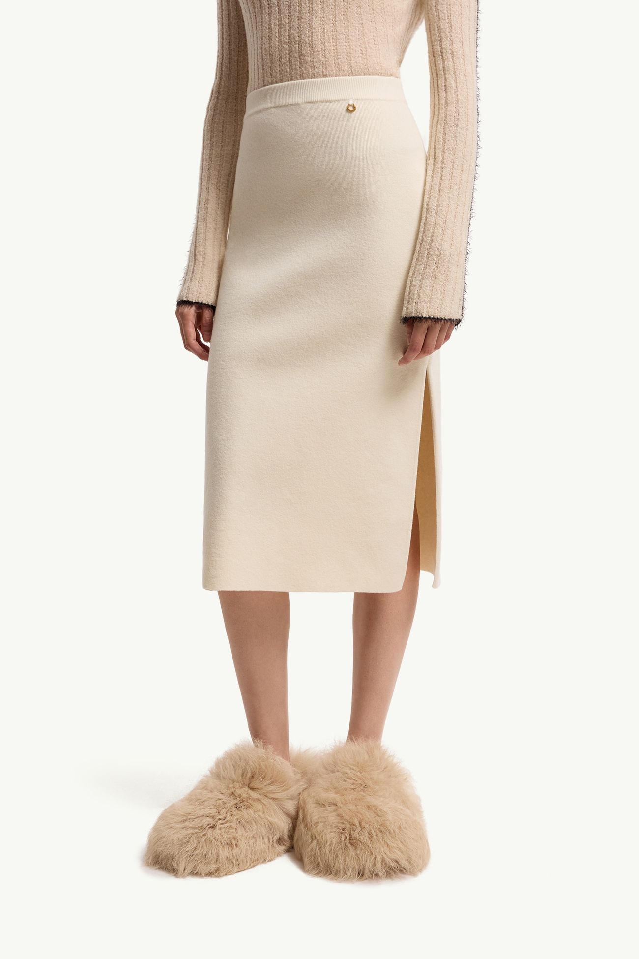 羊毛羊絨混紡中長裙 女士 白色 Moncler 3