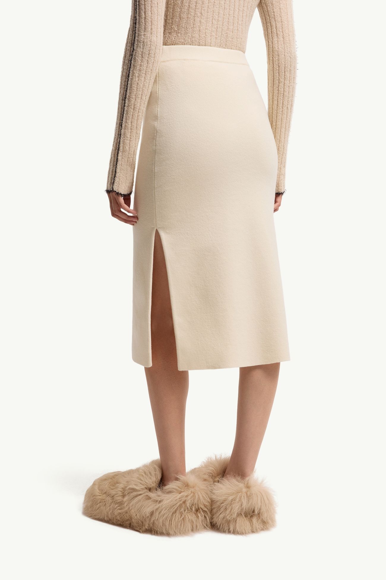 羊毛羊絨混紡中長裙 女士 白色 Moncler 4