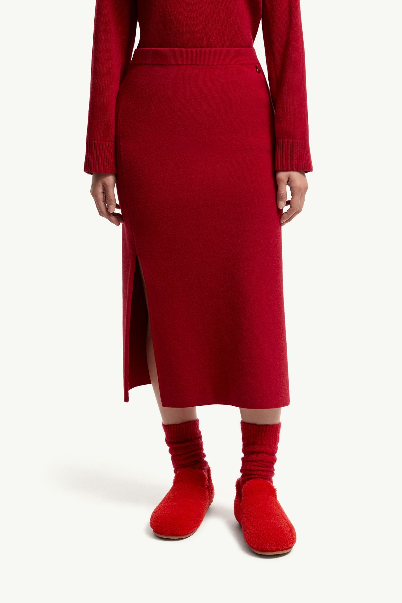 女士羊毛和山羊绒混纺中长半身裙 女士 红色 Moncler 3