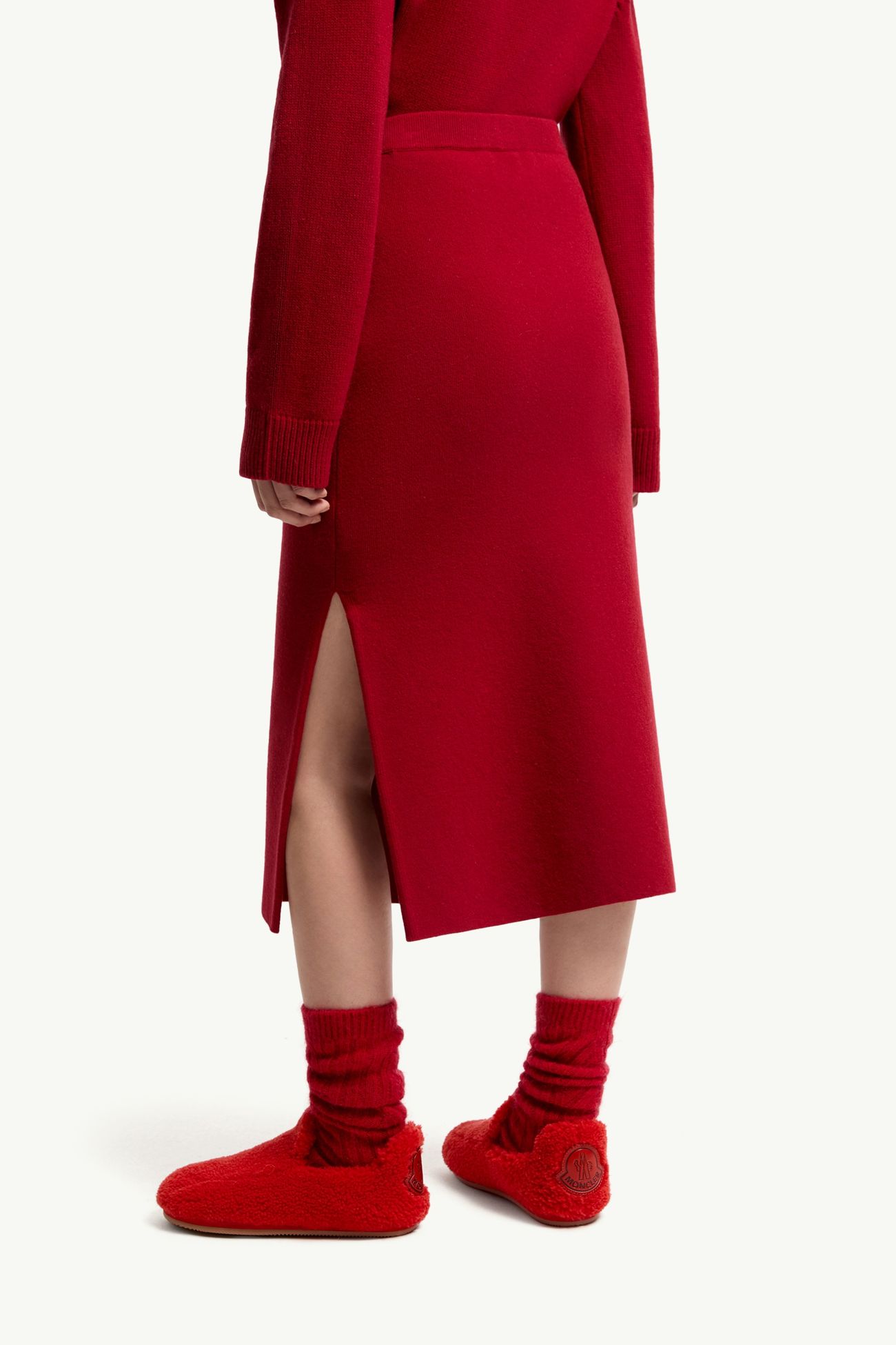 羊毛羊絨混紡中長裙 女士 紅色 Moncler 4
