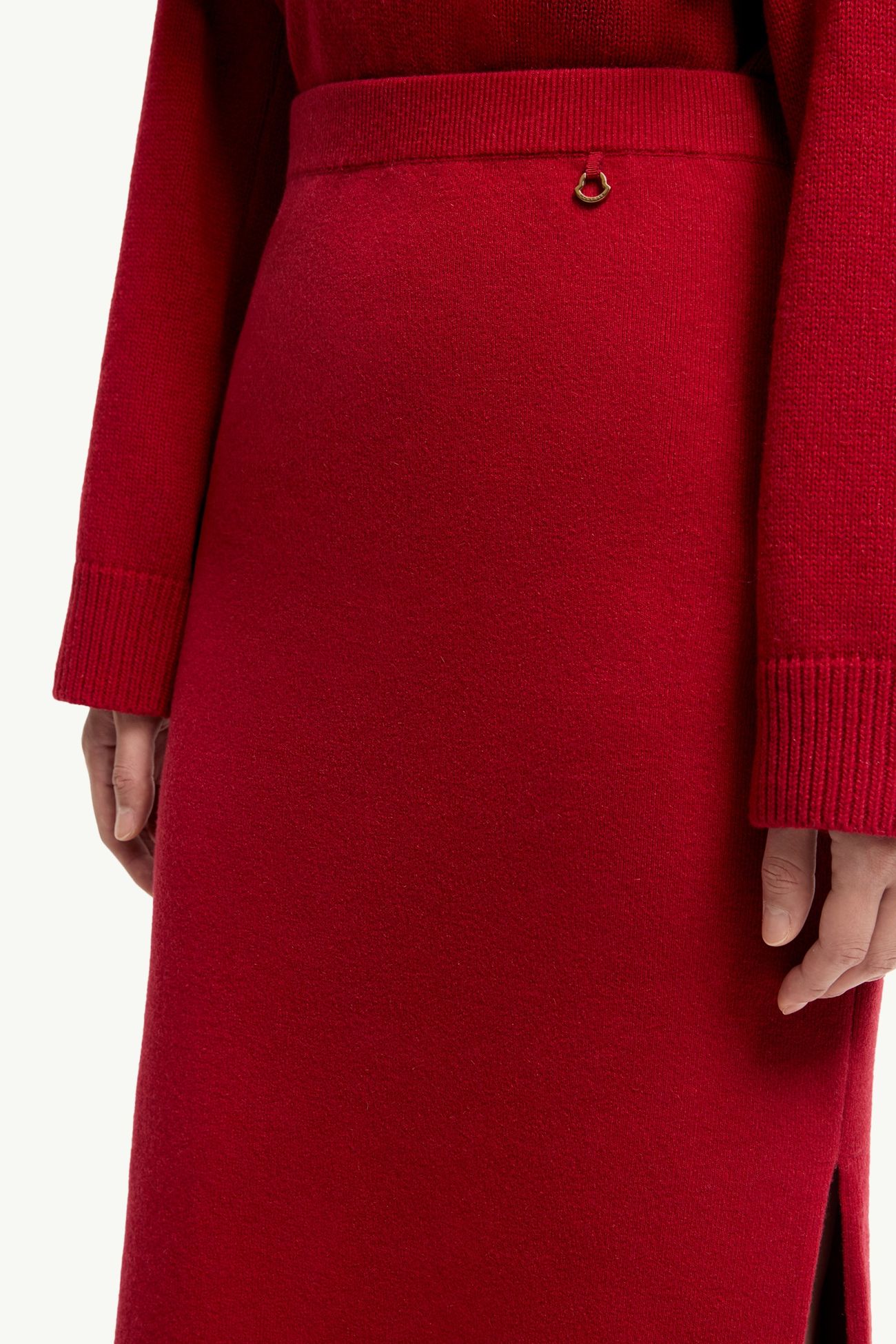 Wool & Cashmere Blend Midi Skirt Women Red Moncler 5