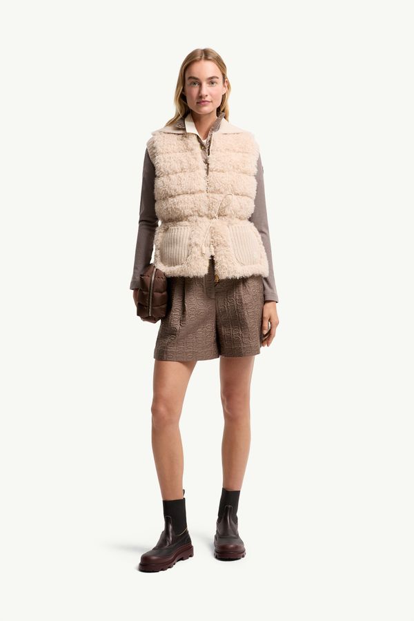 羊毛羊絨混紡羽絨背心 女士 淺米色 Moncler 0