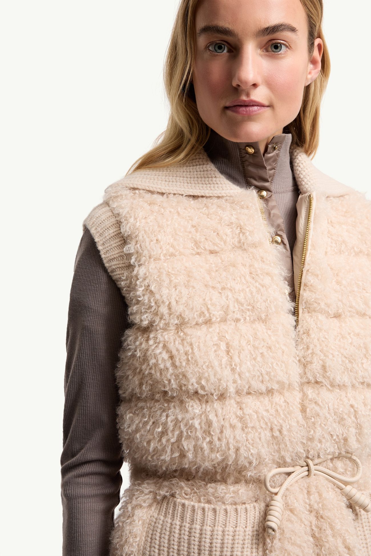 Wool & Cashmere Blend Down Gilet Women Light Beige Moncler 5