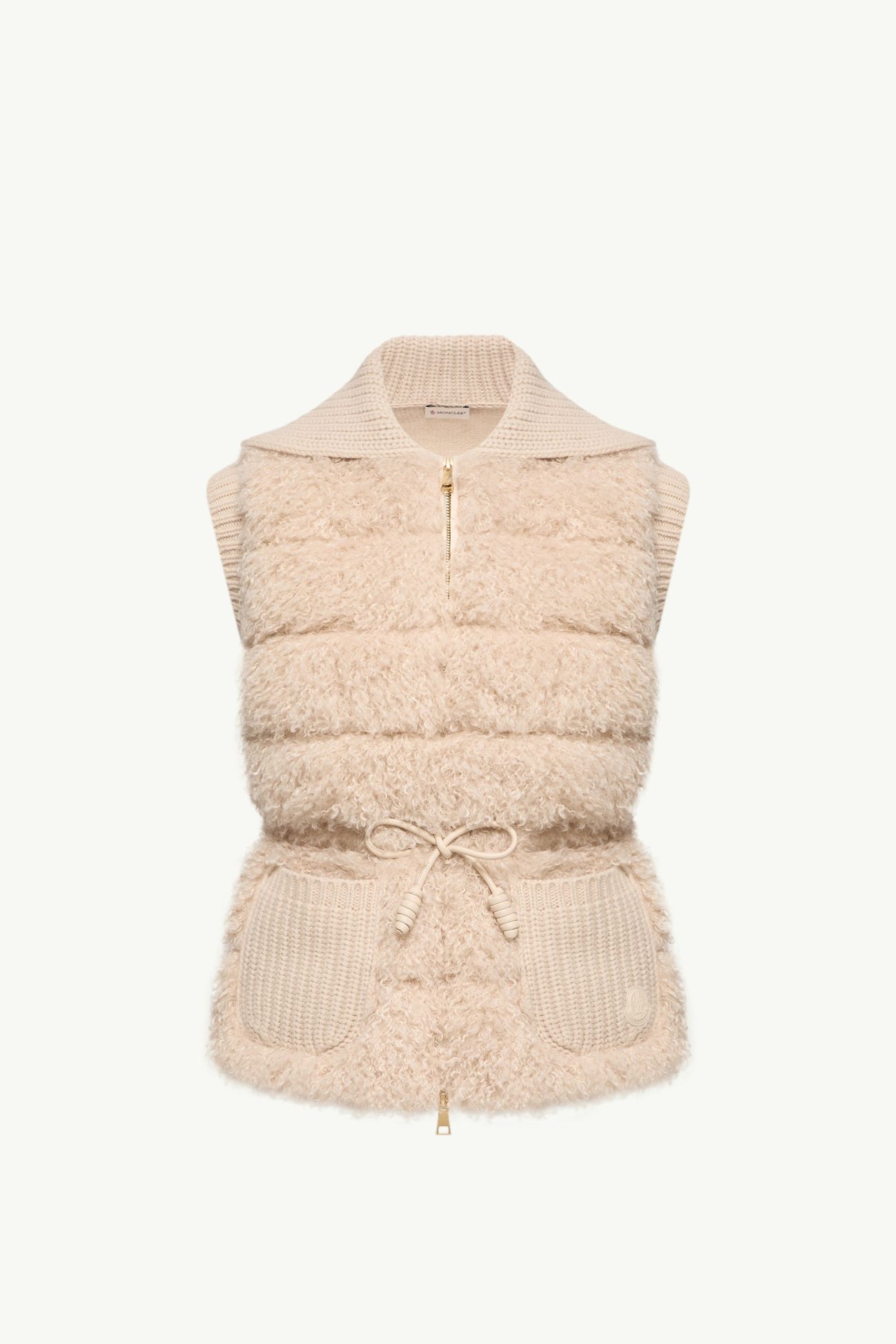 羊毛羊絨混紡羽絨背心 女士 淺米色 Moncler 2