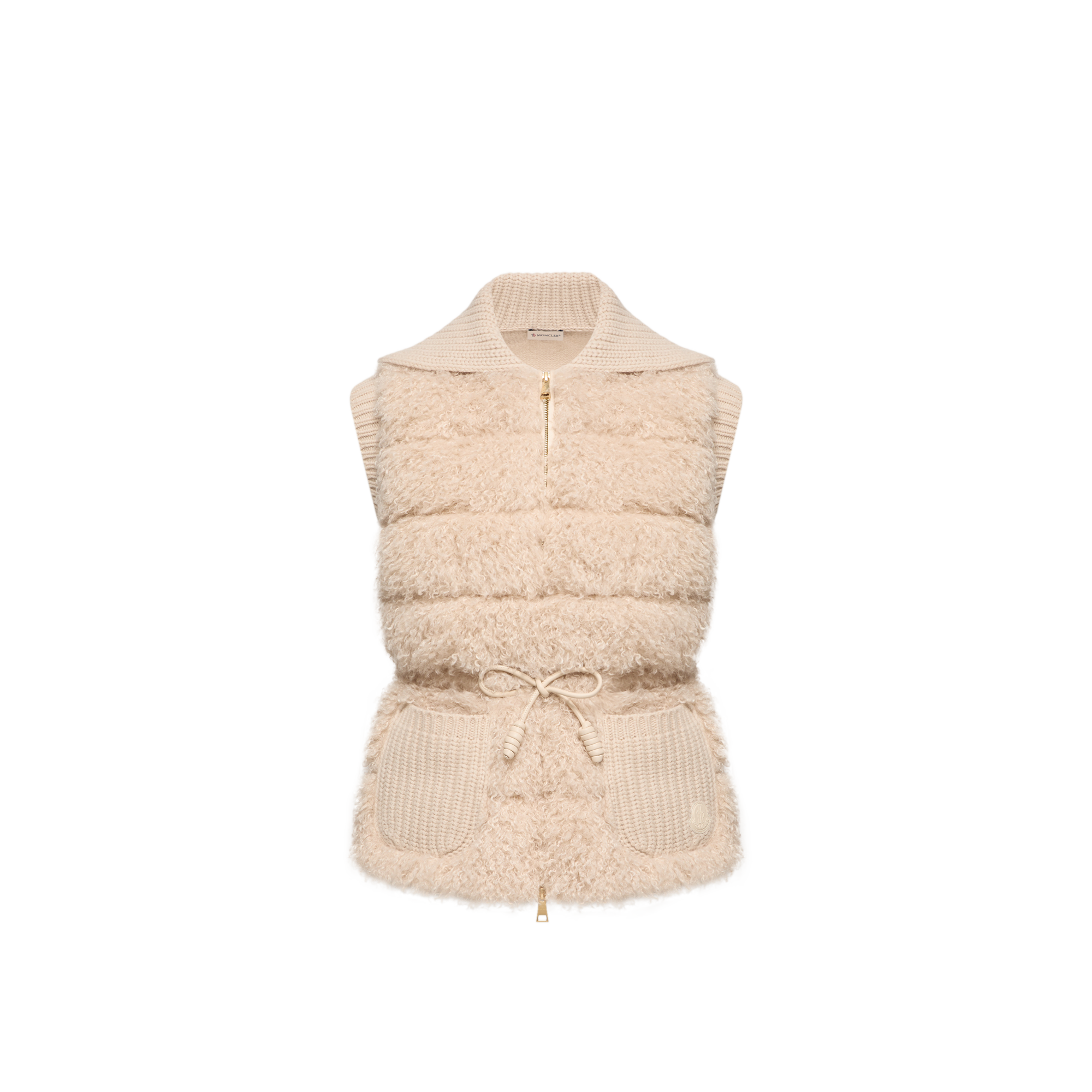 Moncler Wool & Cashmere Blend Down Vest, Women, Beige, Size: Xs In Sand