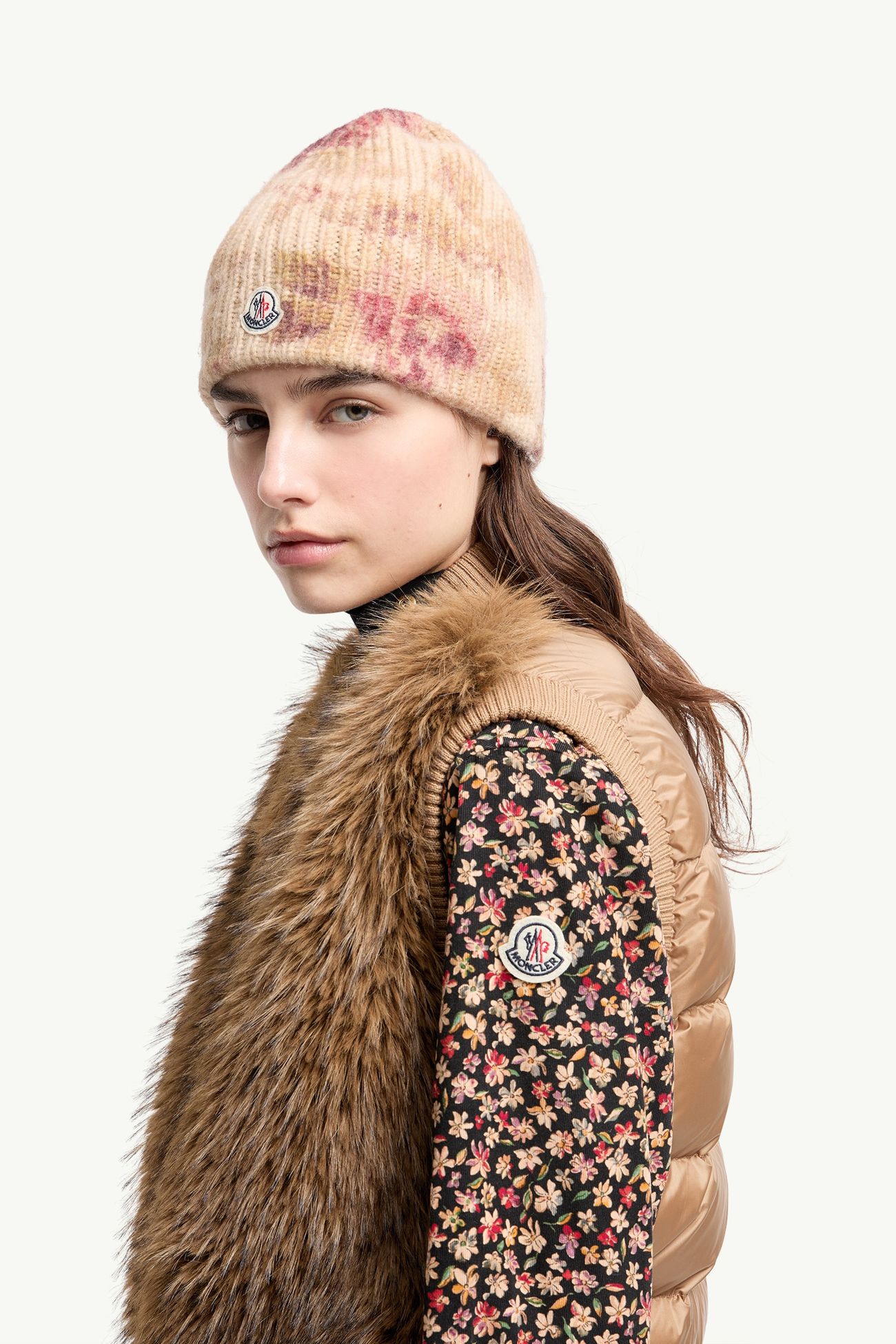 Wool Down Vest Women Camel Beige Moncler 1