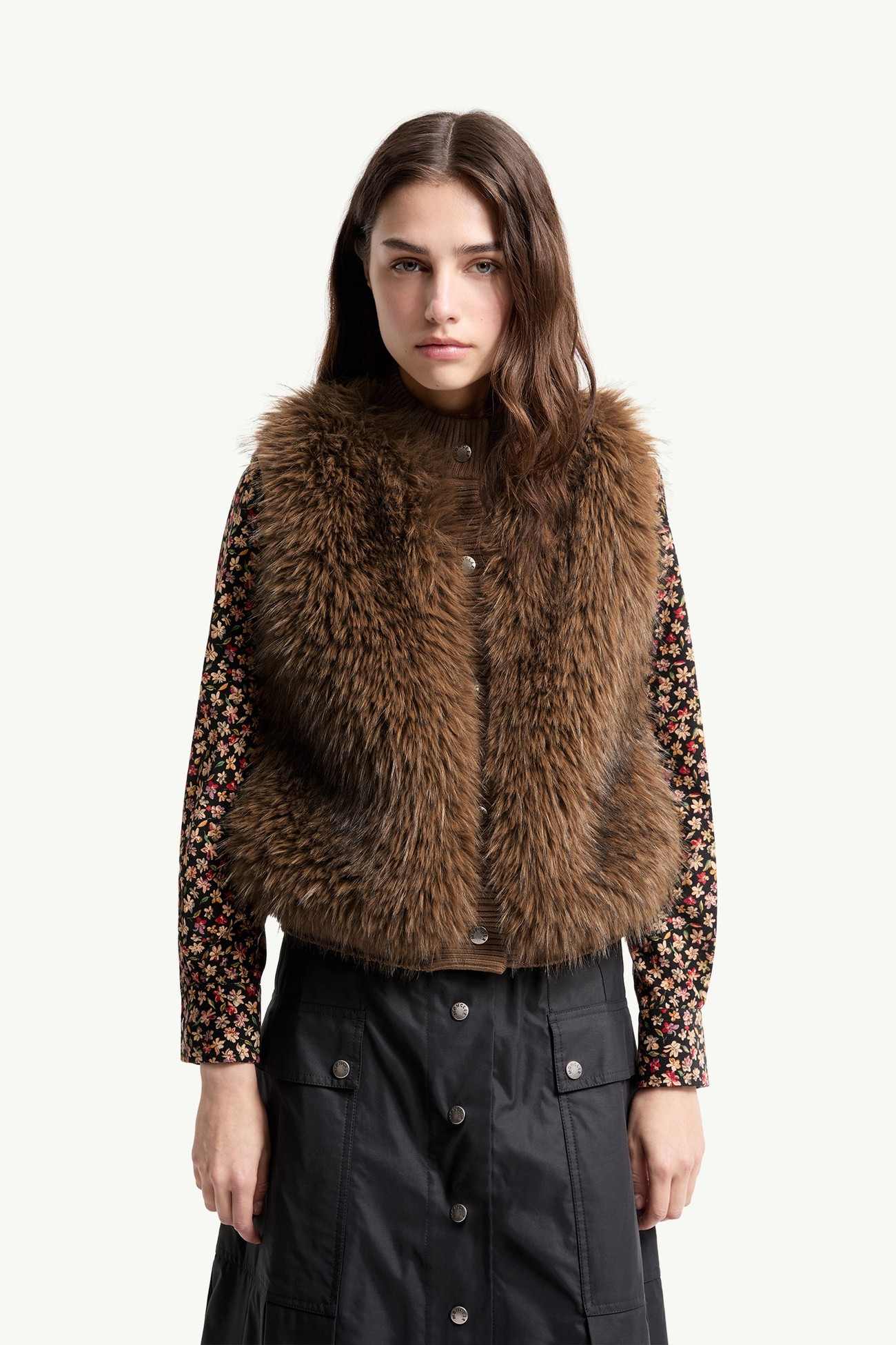 Gilet in lana imbottito in piuma Donna Beige Cammello Moncler 3