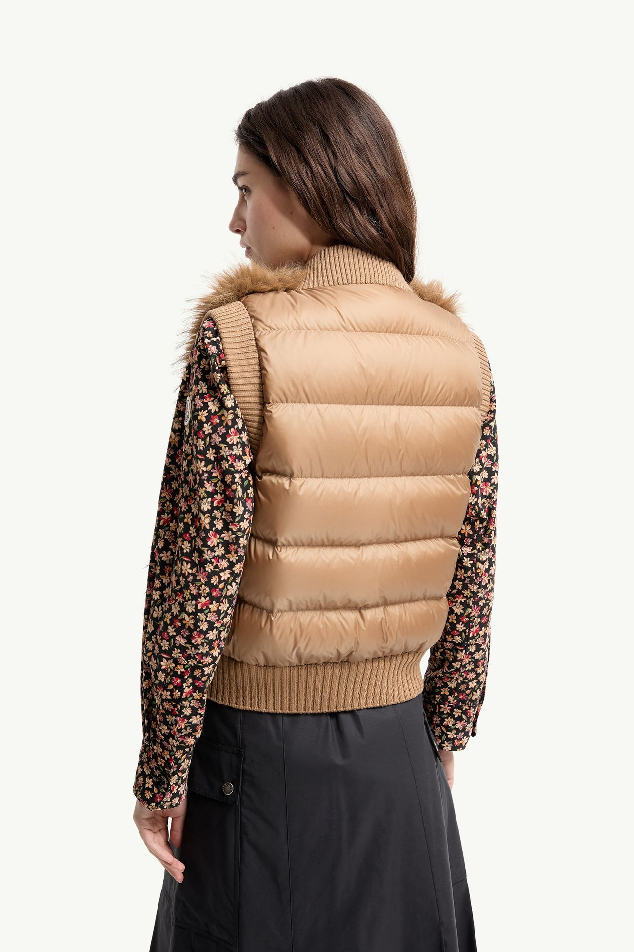 Wool Down Gilet Women Camel Beige Moncler 4