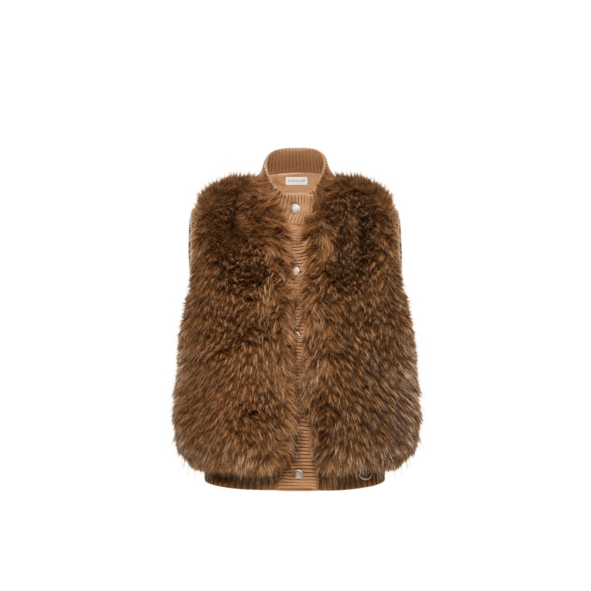 Moncler Wool Down Gilet for Women in Beige, Size: S