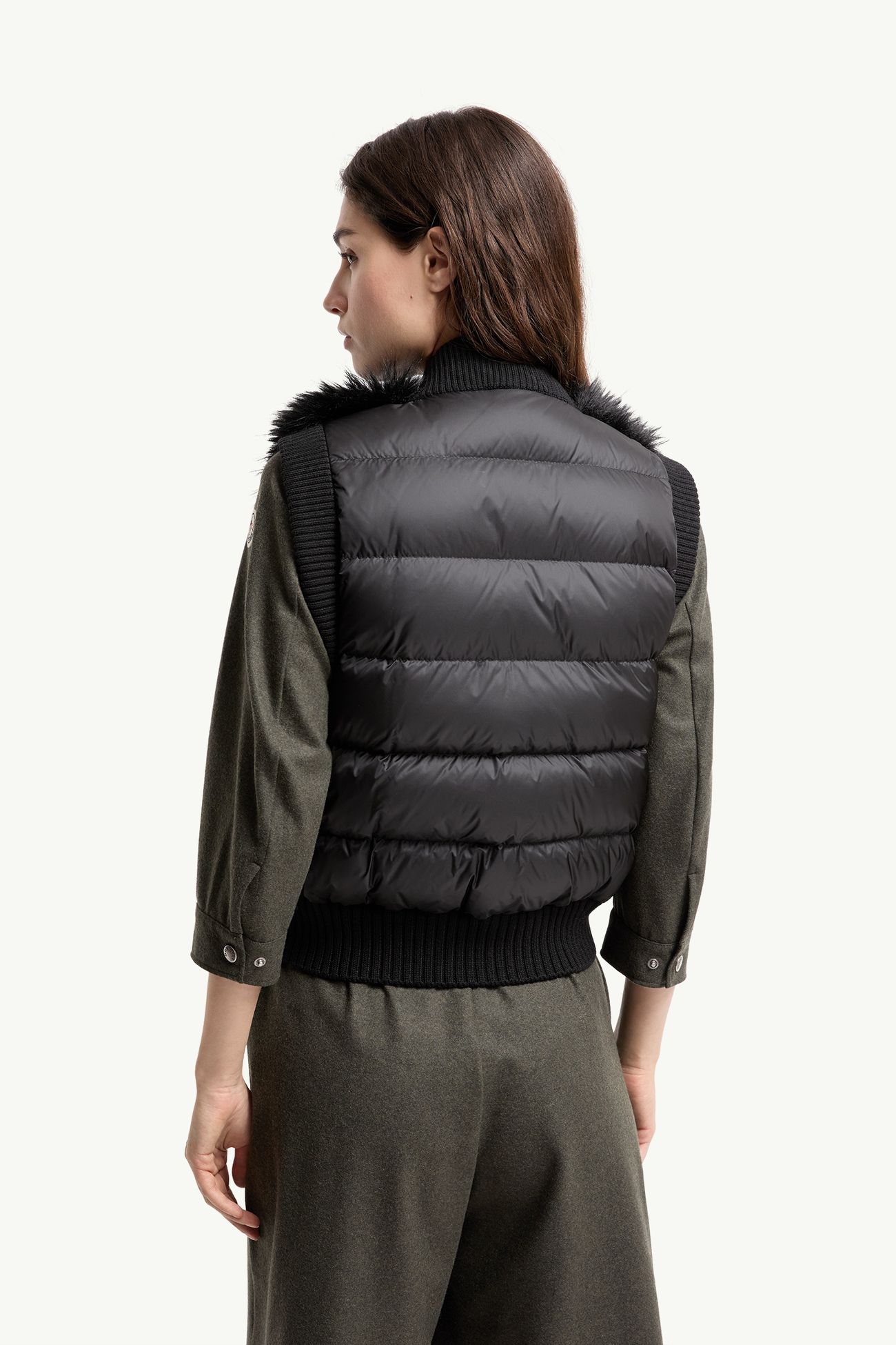 Wool Down Vest Women Black Moncler 4